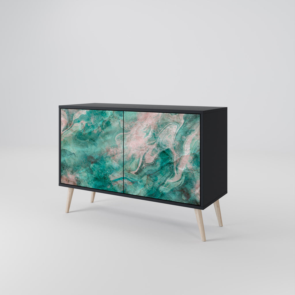 Buffet 2 portes ABSTRACT ALCHEMY en finition noire