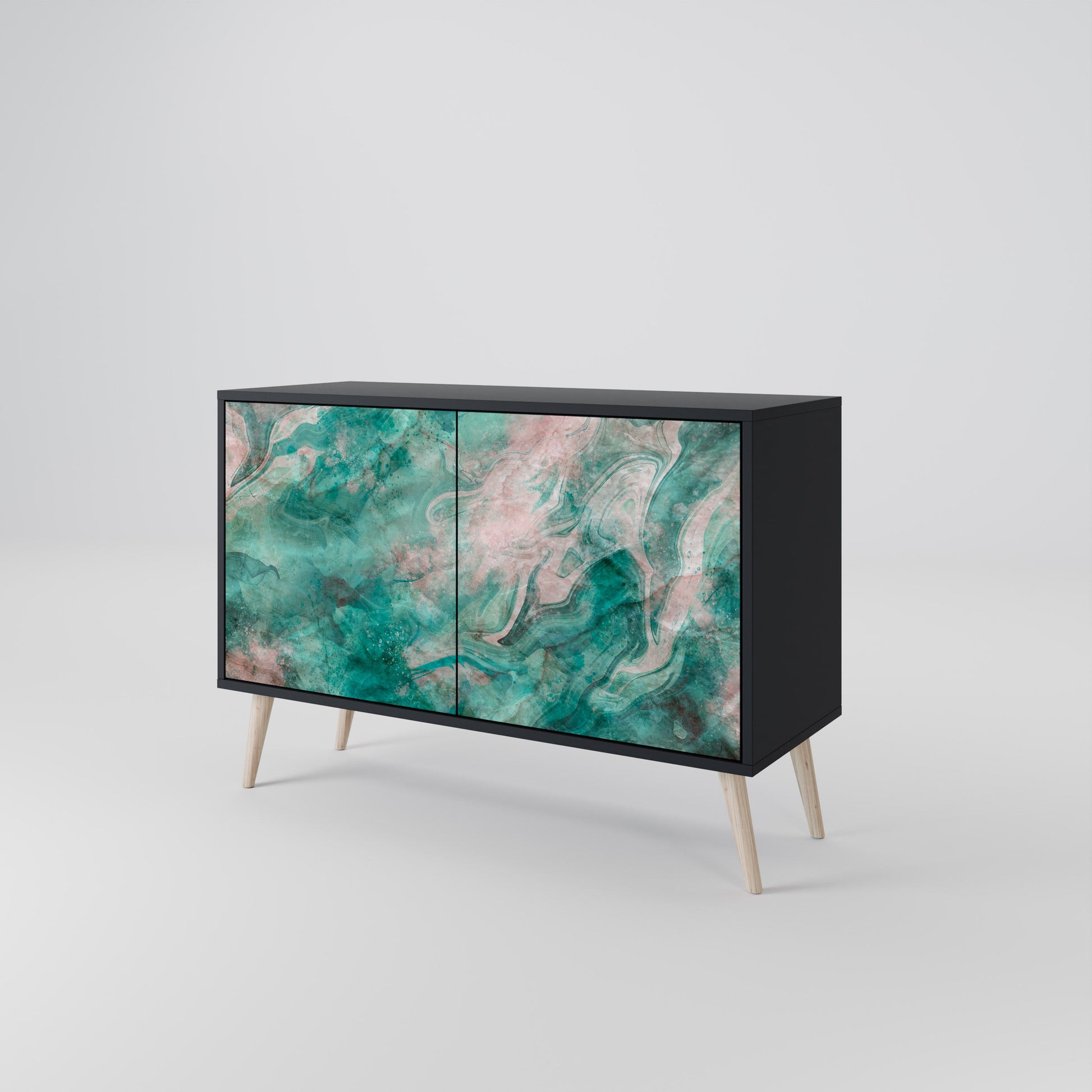 Buffet 2 portes ABSTRACT ALCHEMY en finition noire
