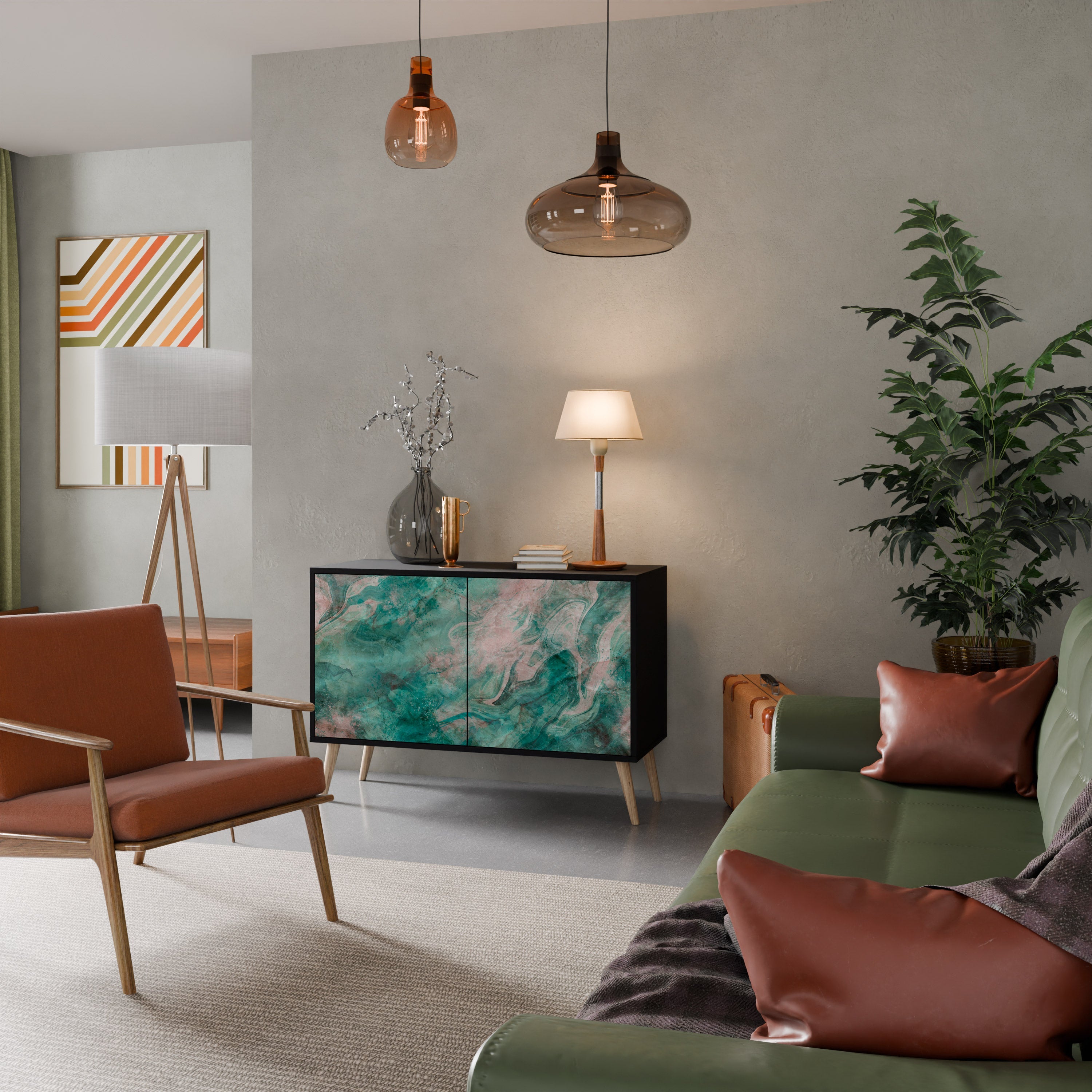 Buffet 2 portes ABSTRACT ALCHEMY en finition noire