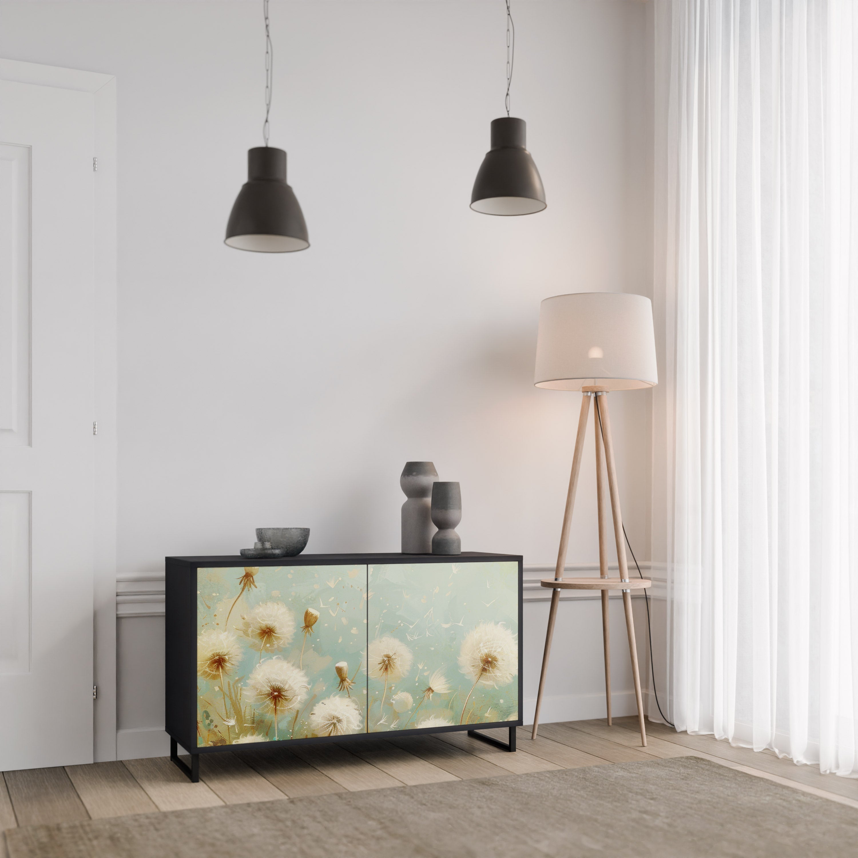 Buffet 2 portes DREAMY MEADOW en finition noire