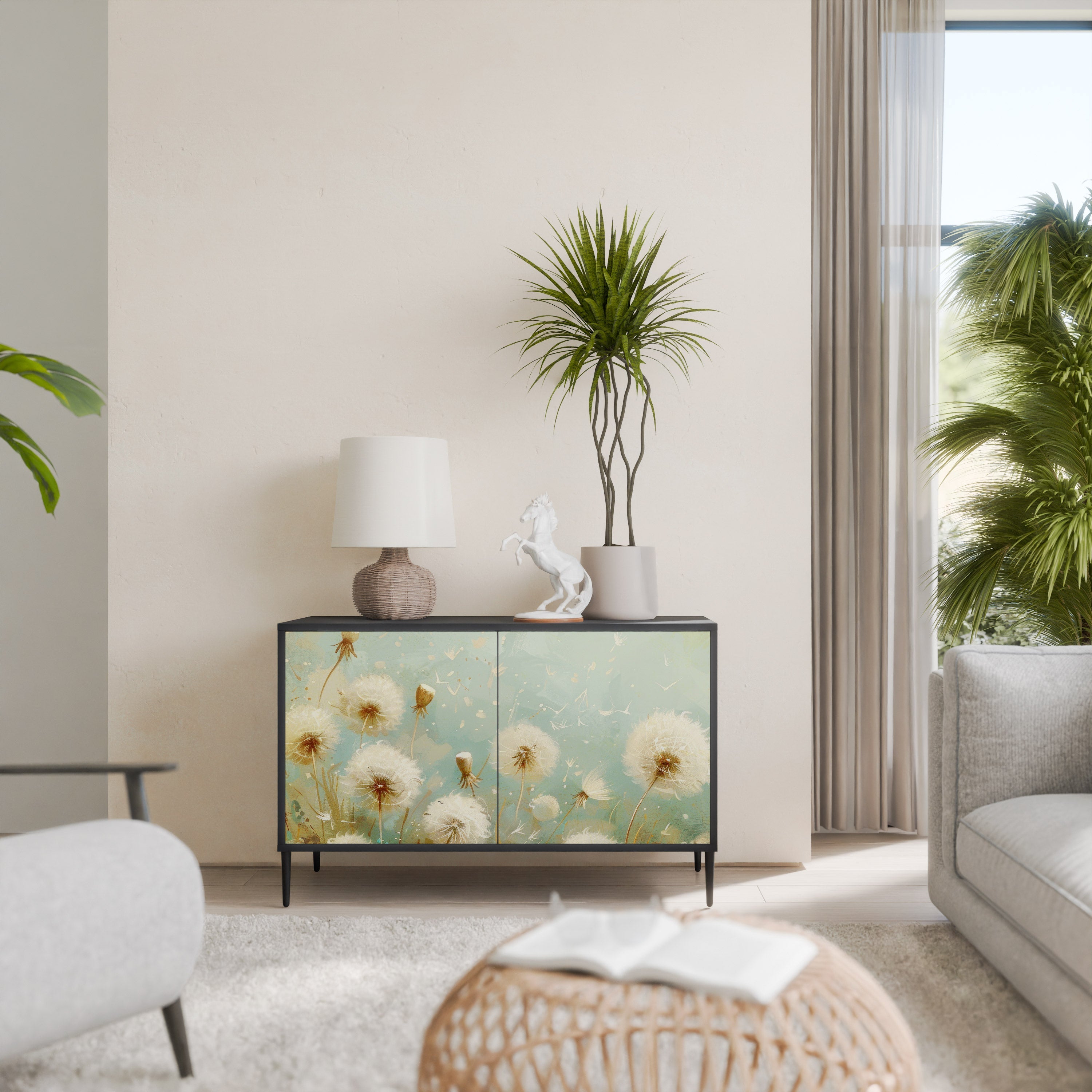 Buffet 2 portes DREAMY MEADOW en finition noire