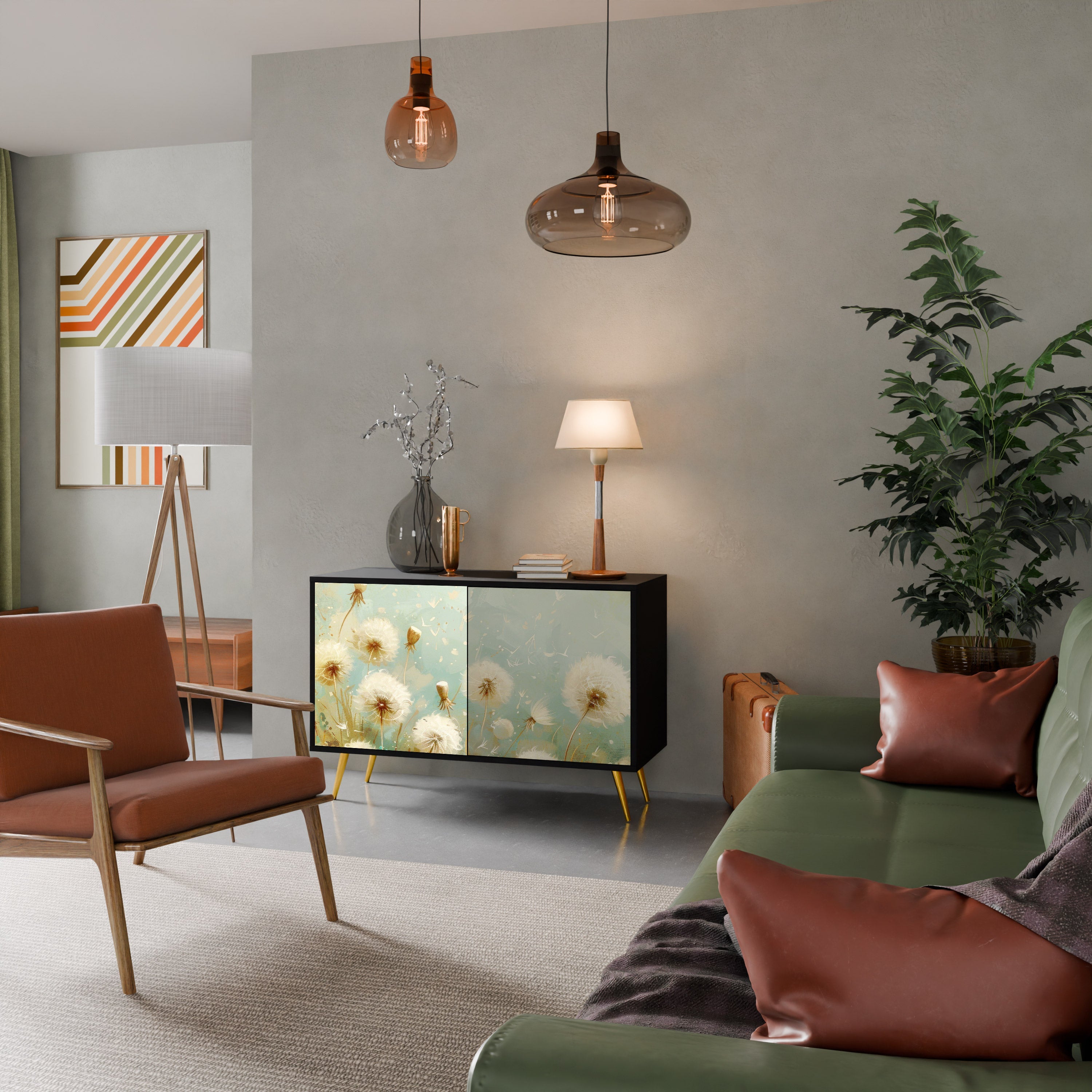 Buffet 2 portes DREAMY MEADOW en finition noire