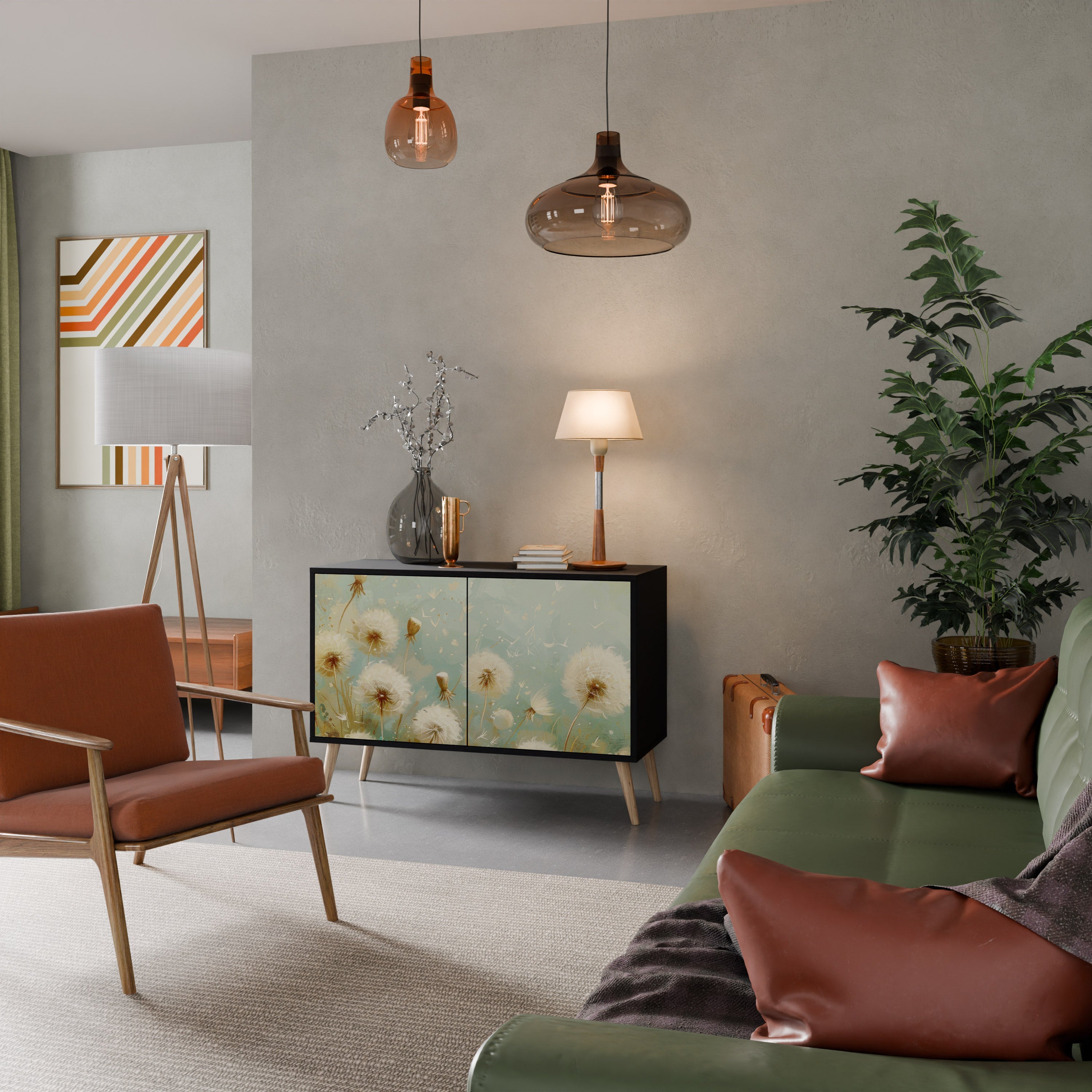 Buffet 2 portes DREAMY MEADOW en finition noire