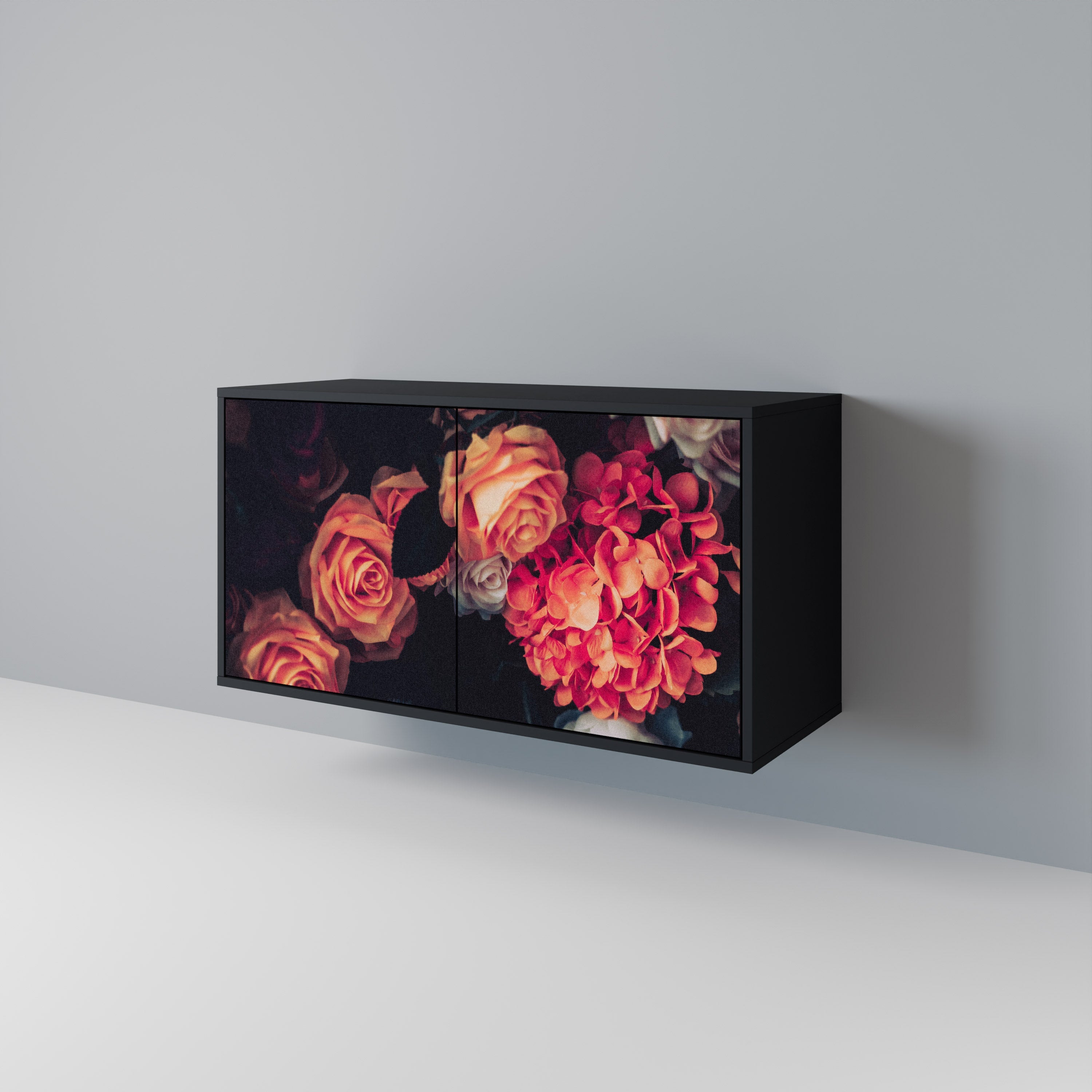 Buffet 2 portes NEVERENDING BLOOM en finition noire