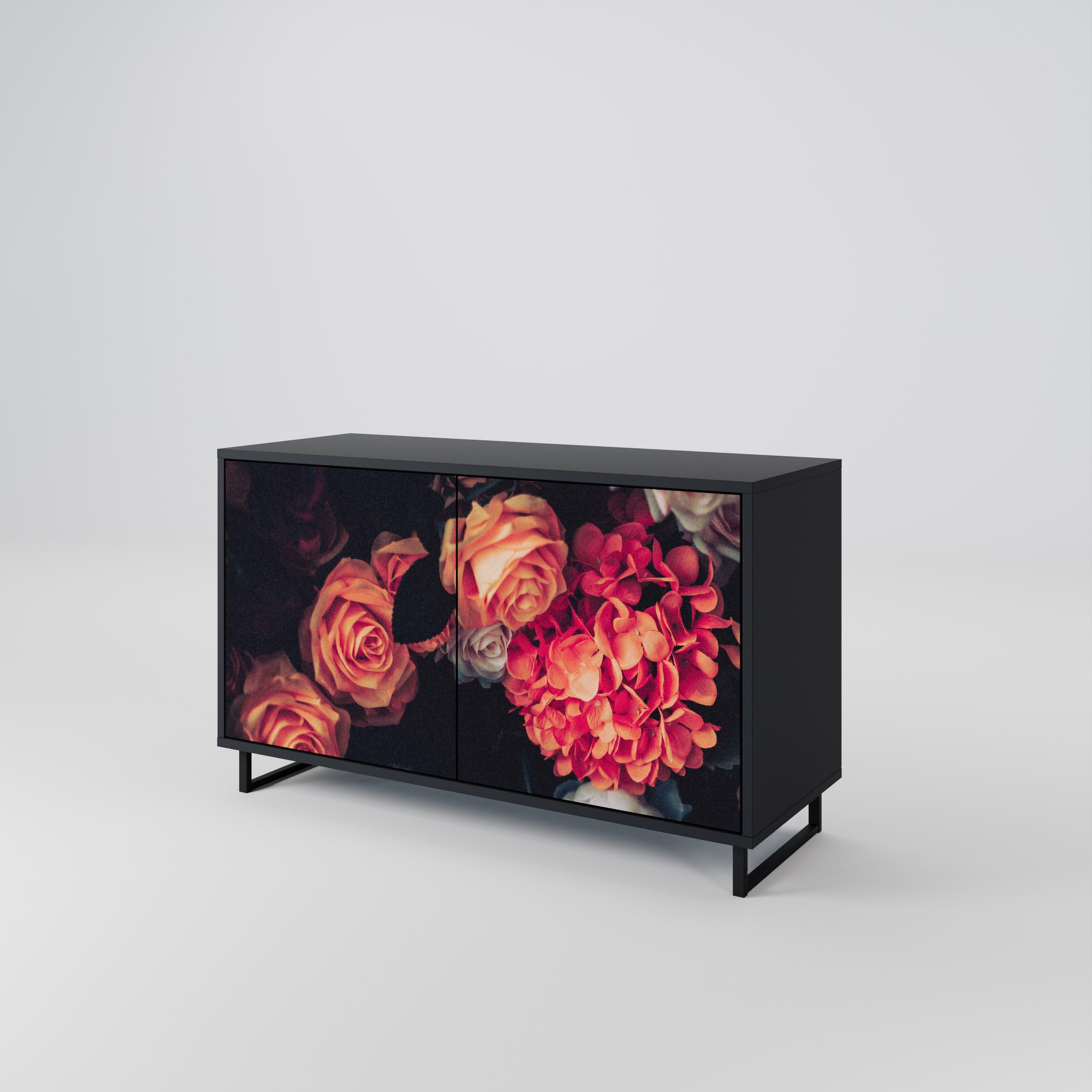 Buffet 2 portes NEVERENDING BLOOM en finition noire