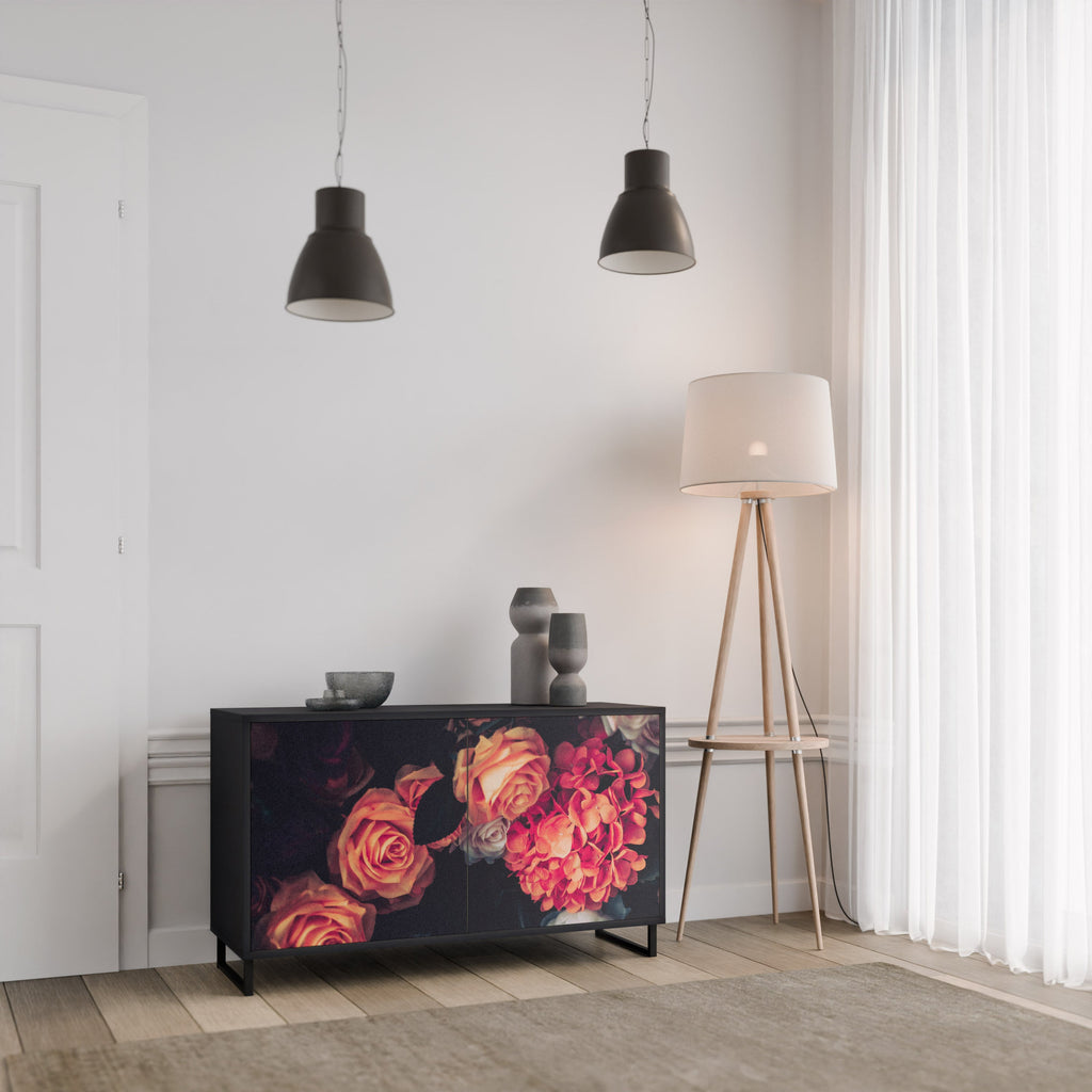 Buffet 2 portes NEVERENDING BLOOM en finition noire