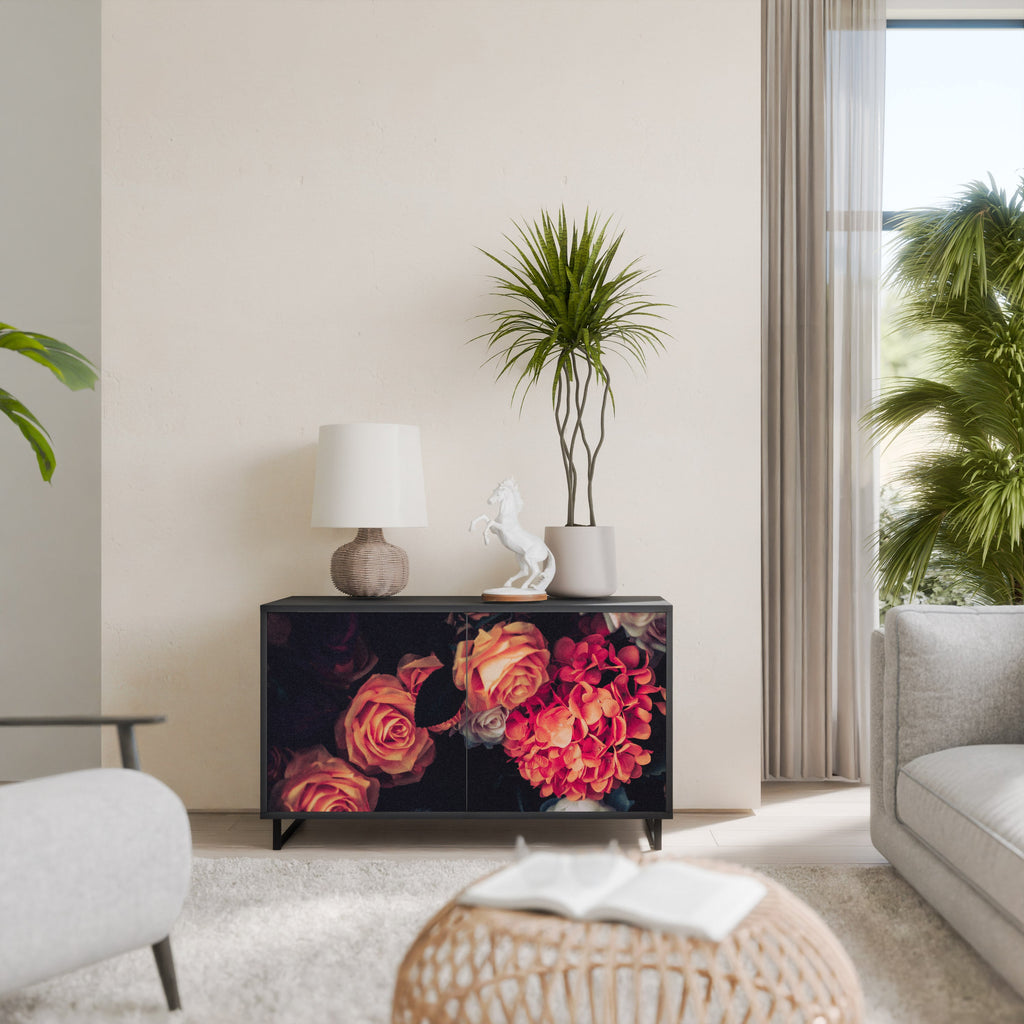 Buffet 2 portes NEVERENDING BLOOM en finition noire