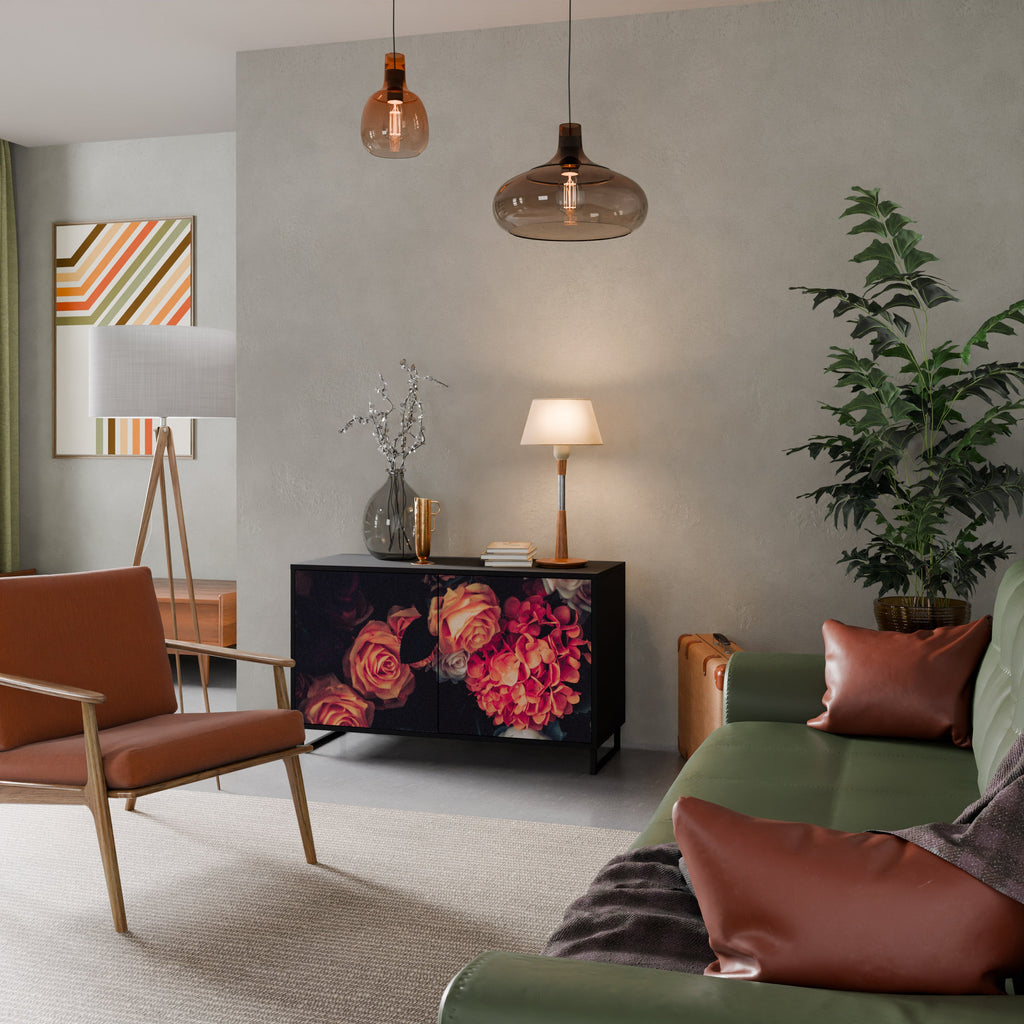 Buffet 2 portes NEVERENDING BLOOM en finition noire