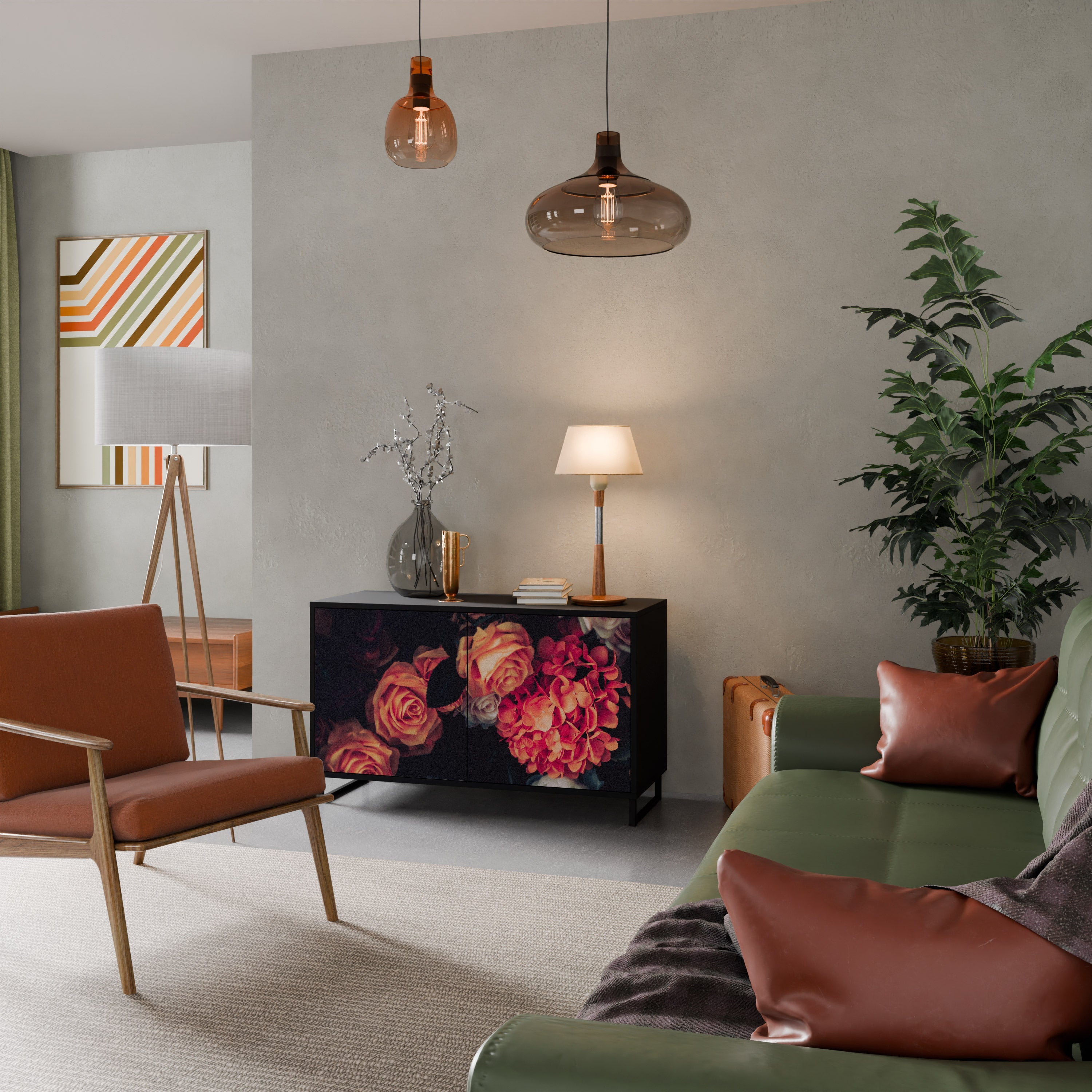 Buffet 2 portes NEVERENDING BLOOM en finition noire