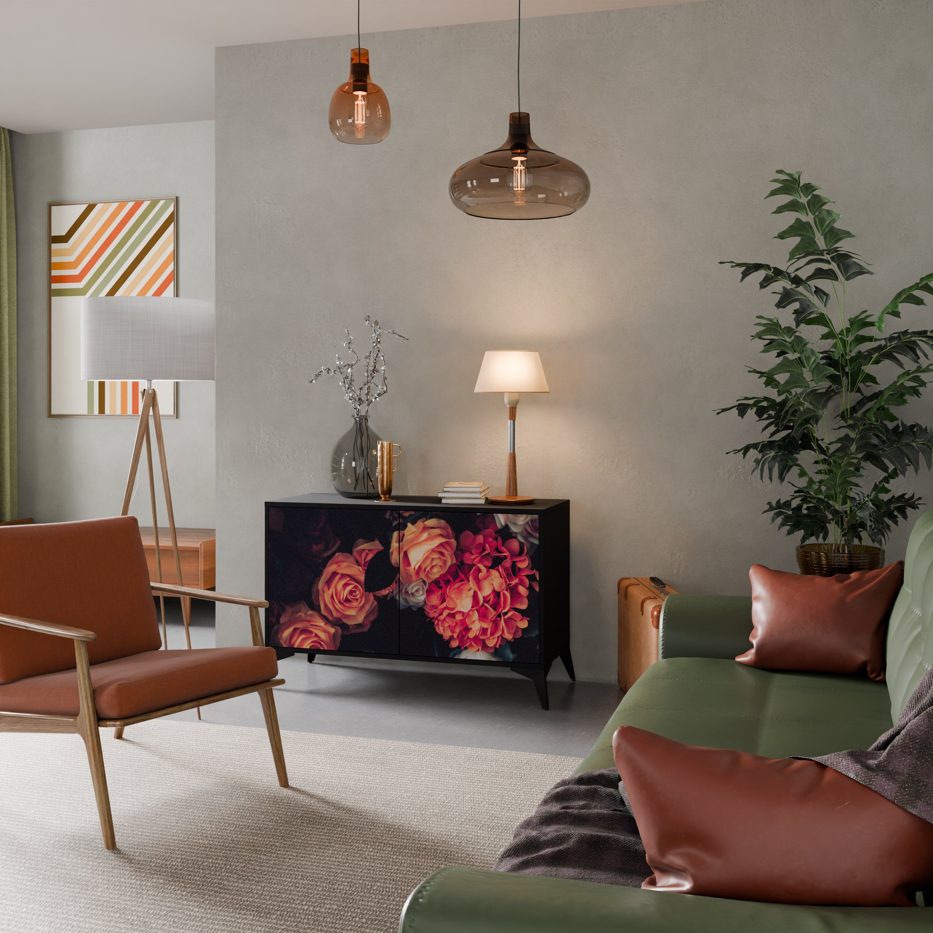 Buffet 2 portes NEVERENDING BLOOM en finition noire