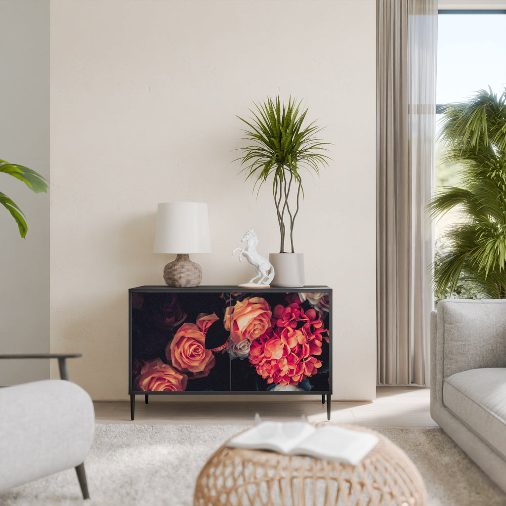 Buffet 2 portes NEVERENDING BLOOM en finition noire