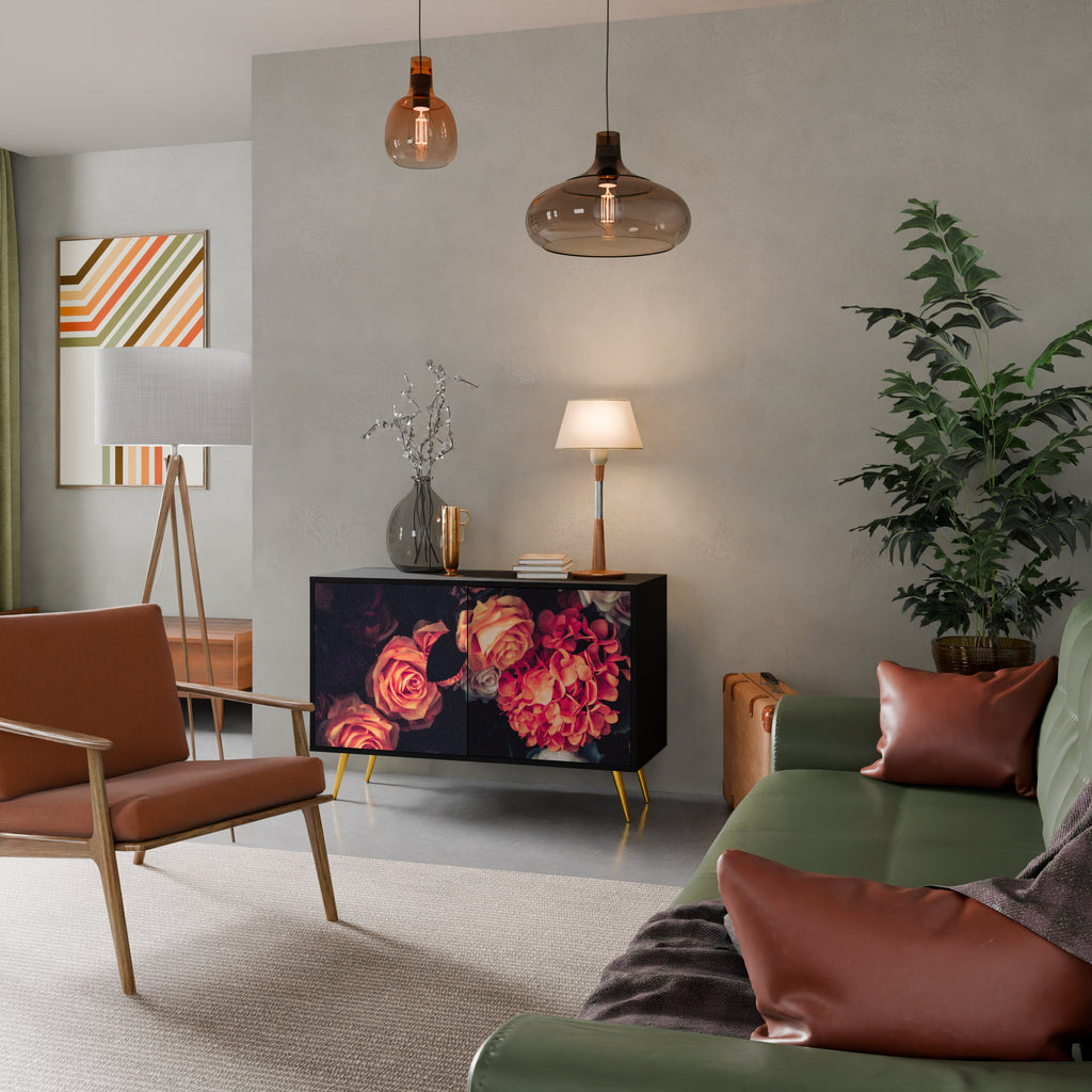 Buffet 2 portes NEVERENDING BLOOM en finition noire