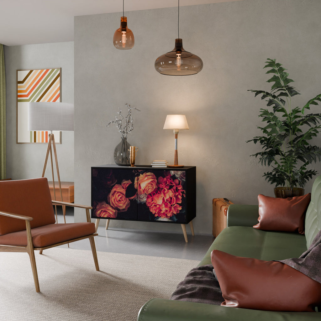 Buffet 2 portes NEVERENDING BLOOM en finition noire