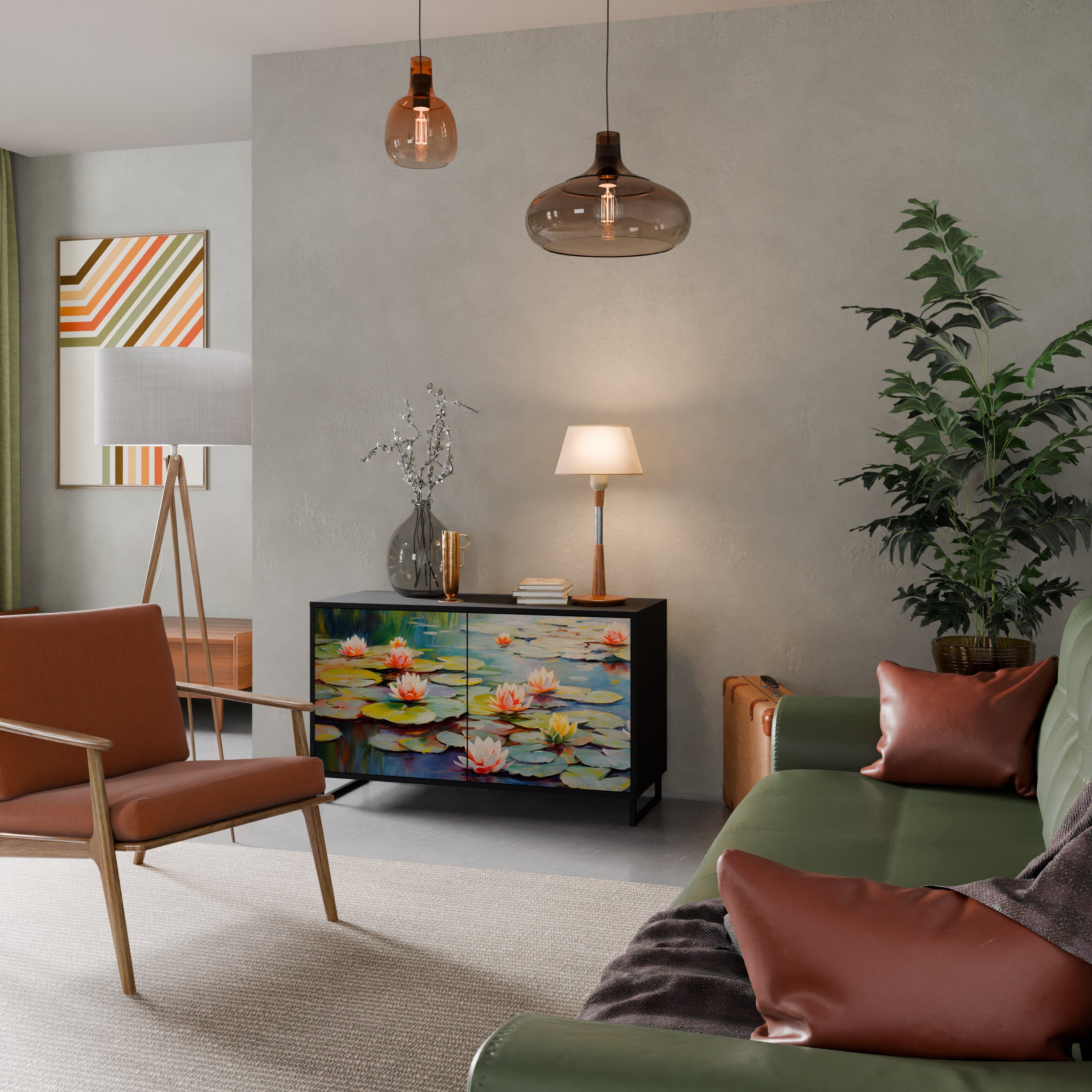 Buffet 2 portes BLOOMING WATERS finition noire