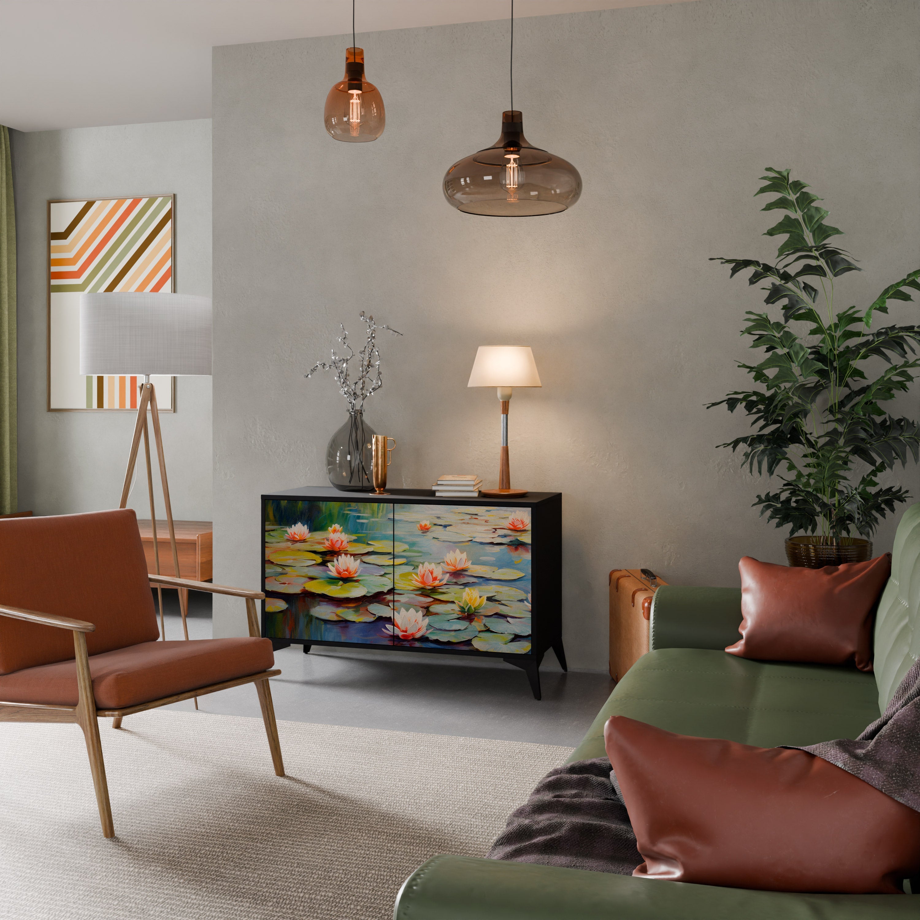 Buffet 2 portes BLOOMING WATERS finition noire