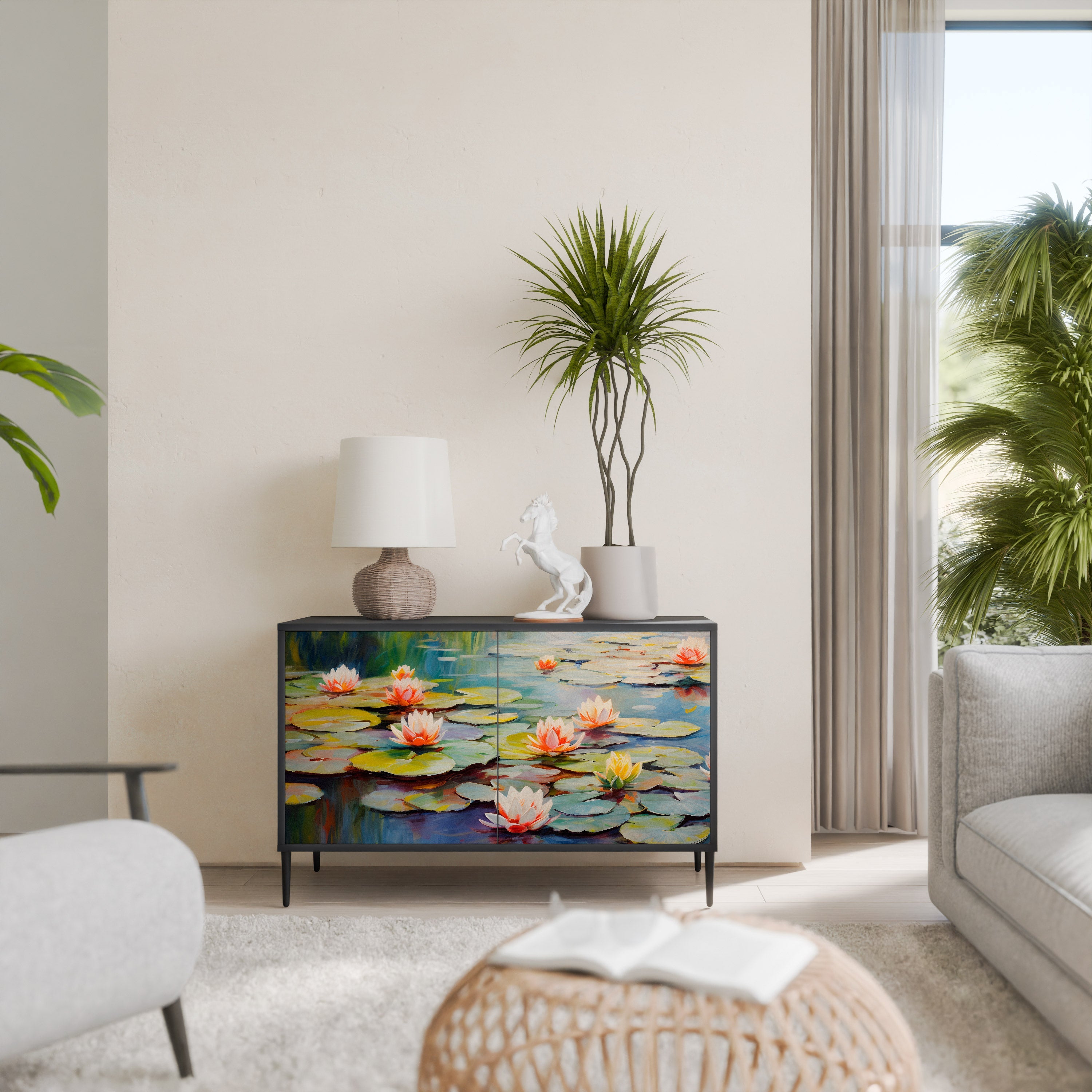 Buffet 2 portes BLOOMING WATERS finition noire