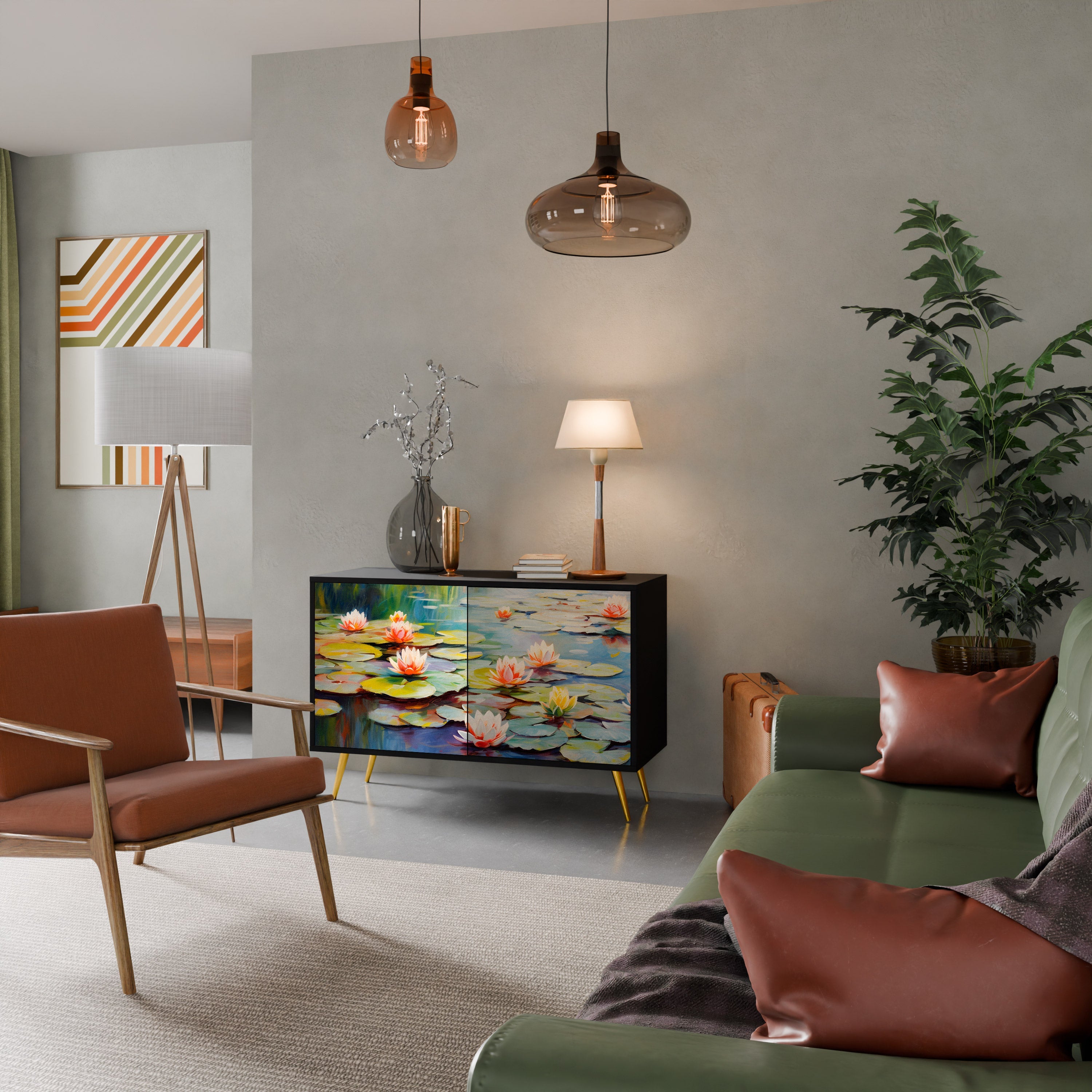 Buffet 2 portes BLOOMING WATERS finition noire