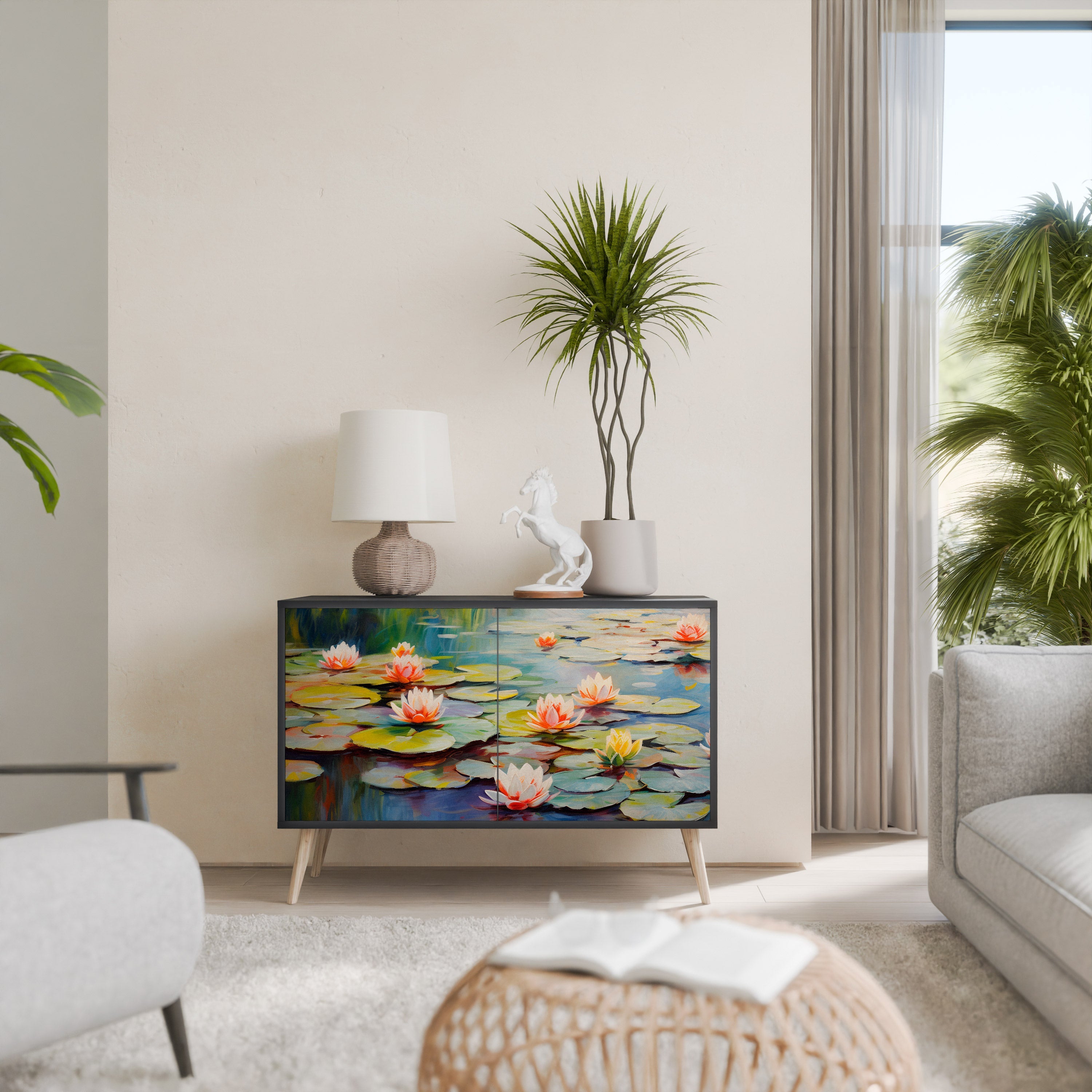 Buffet 2 portes BLOOMING WATERS finition noire