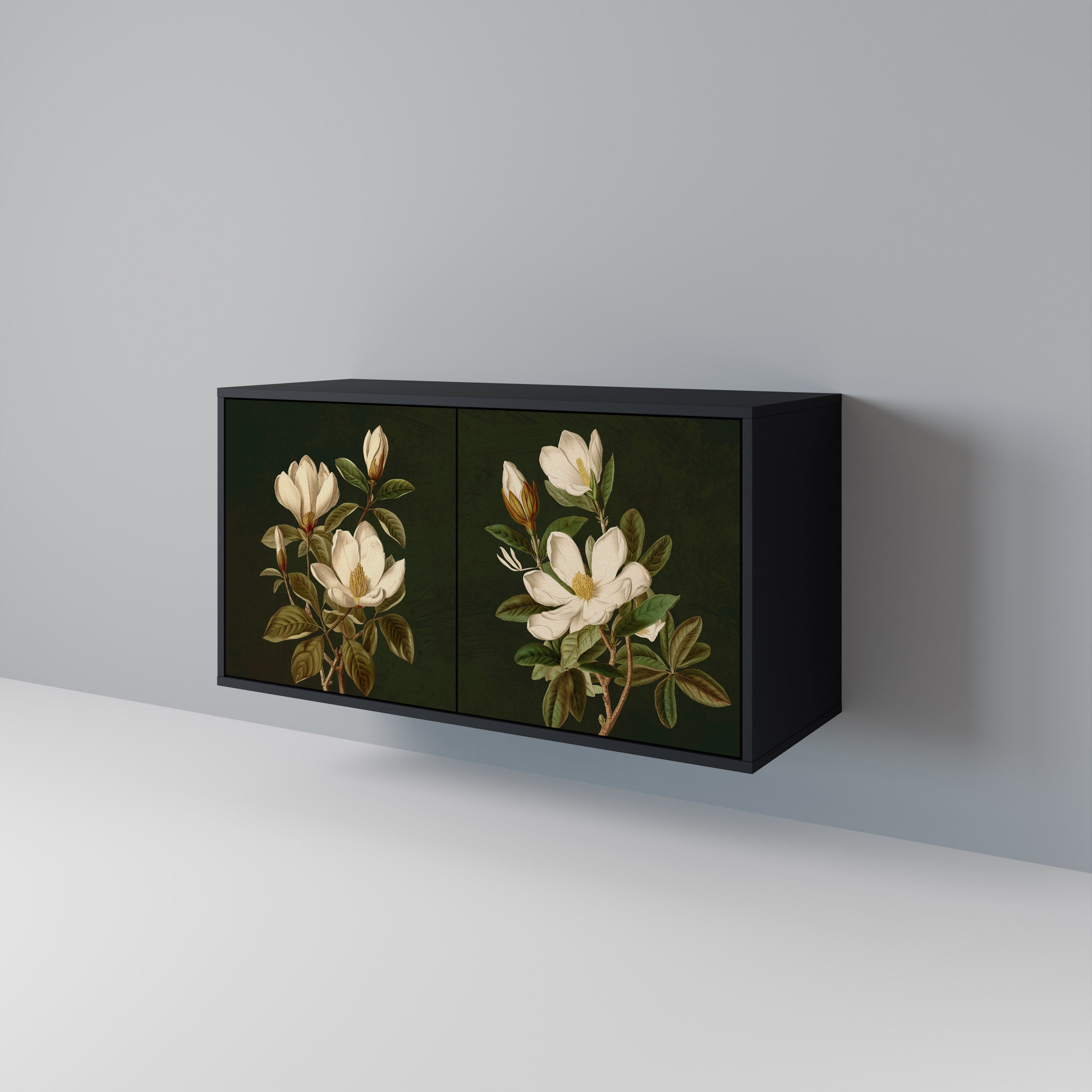 Buffet 2 portes FLORAL NOIR finition noire