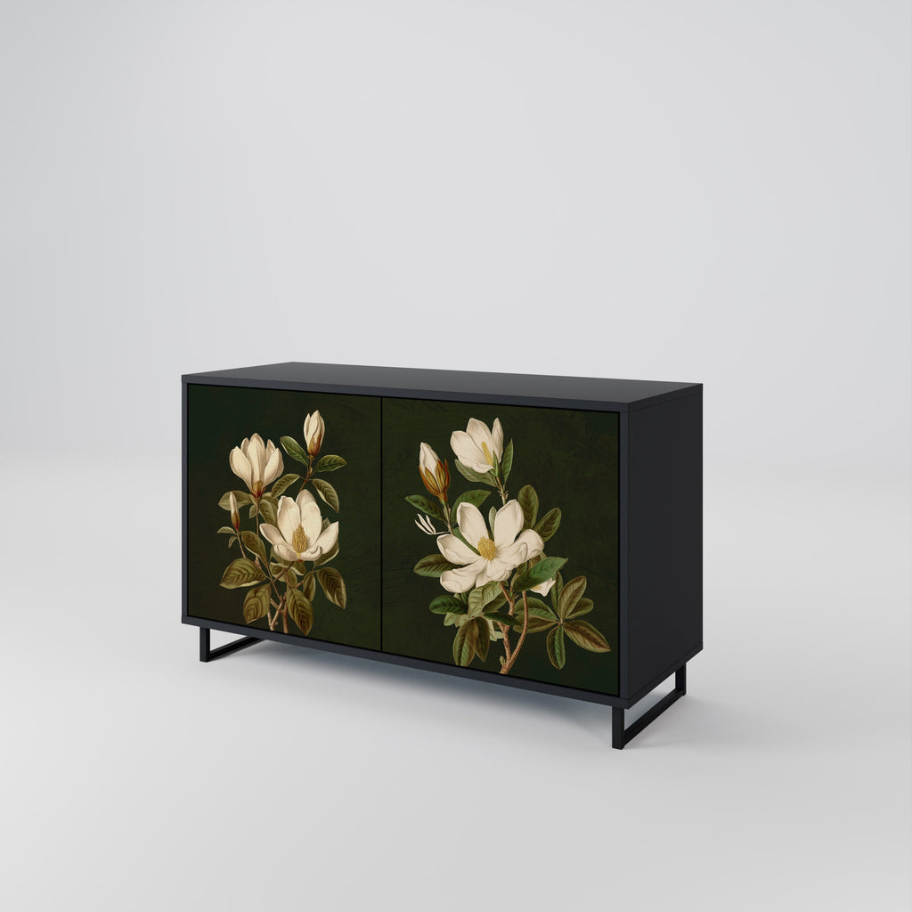 Buffet 2 portes FLORAL NOIR finition noire