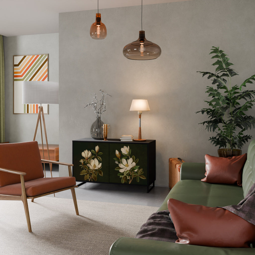 Buffet 2 portes FLORAL NOIR finition noire