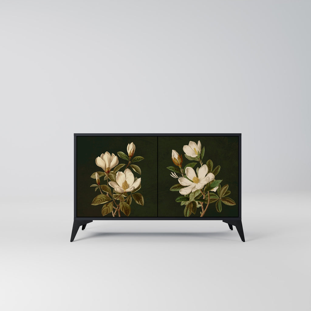 Buffet 2 portes FLORAL NOIR finition noire