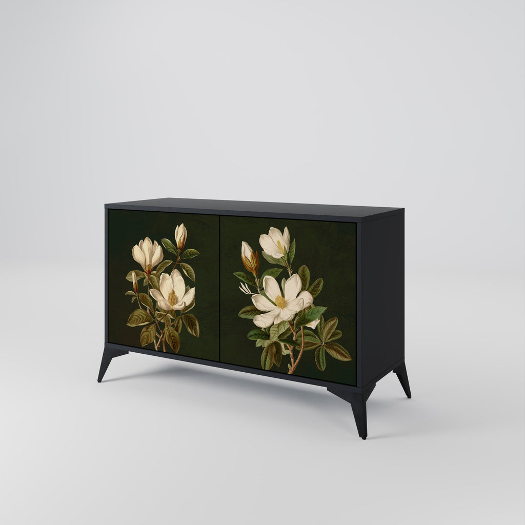 Buffet 2 portes FLORAL NOIR finition noire
