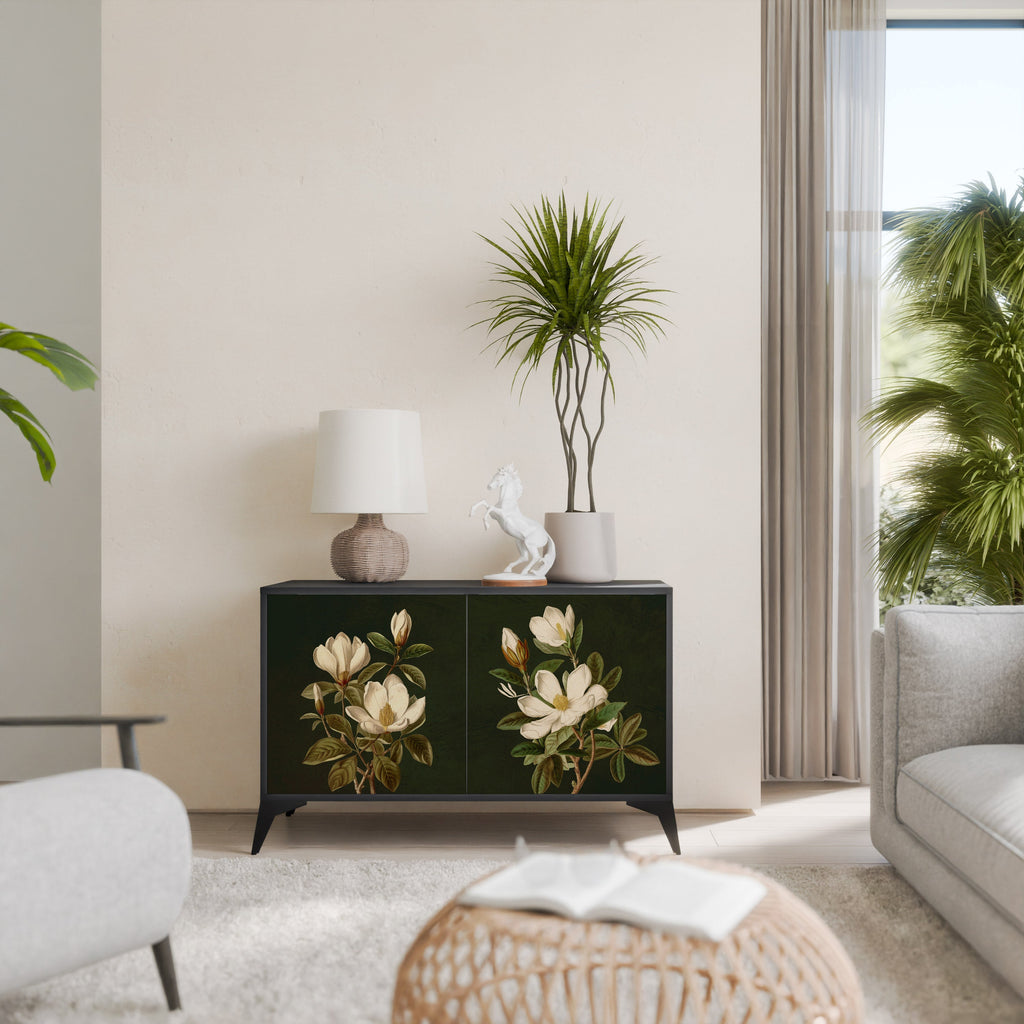 Buffet 2 portes FLORAL NOIR finition noire