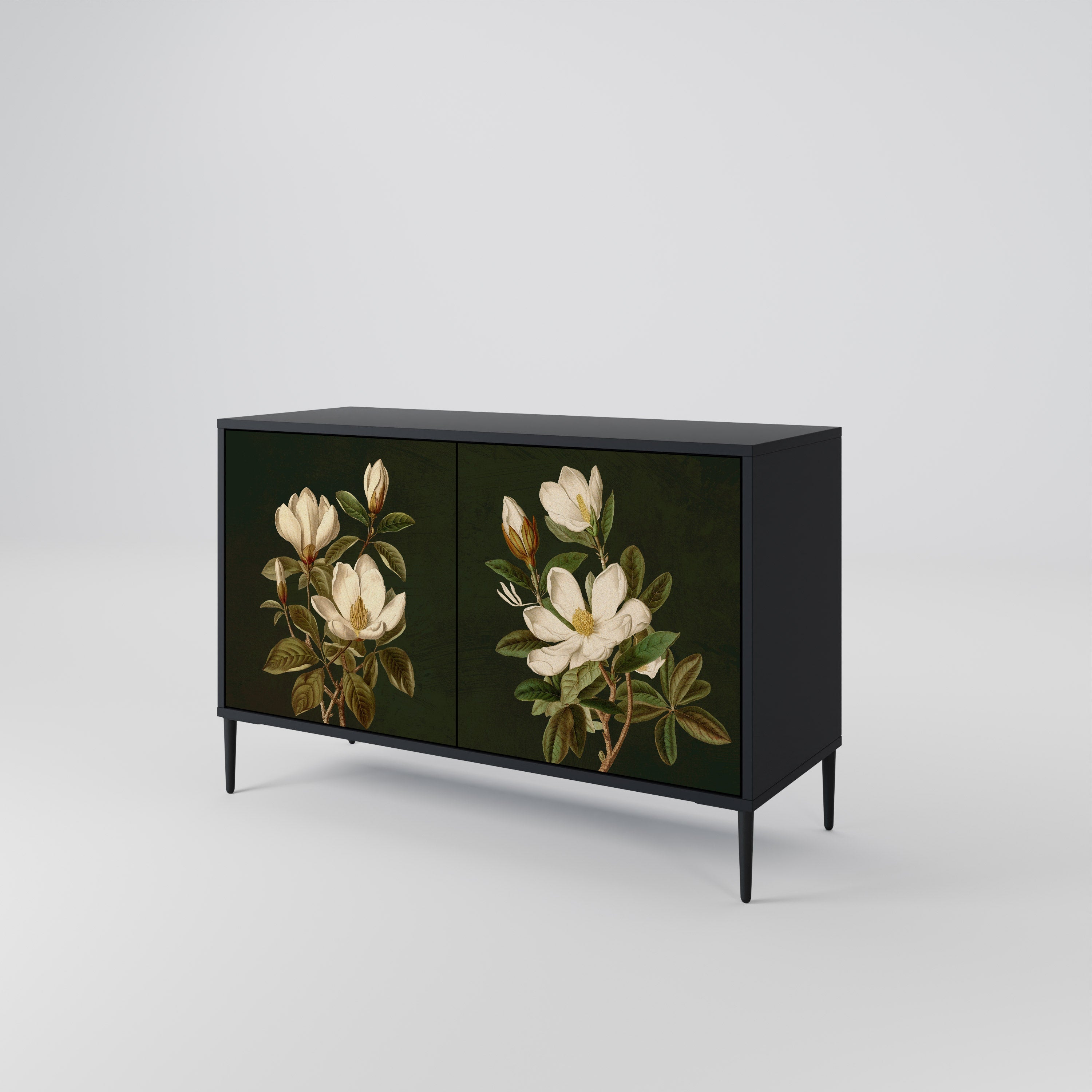 Buffet 2 portes FLORAL NOIR finition noire
