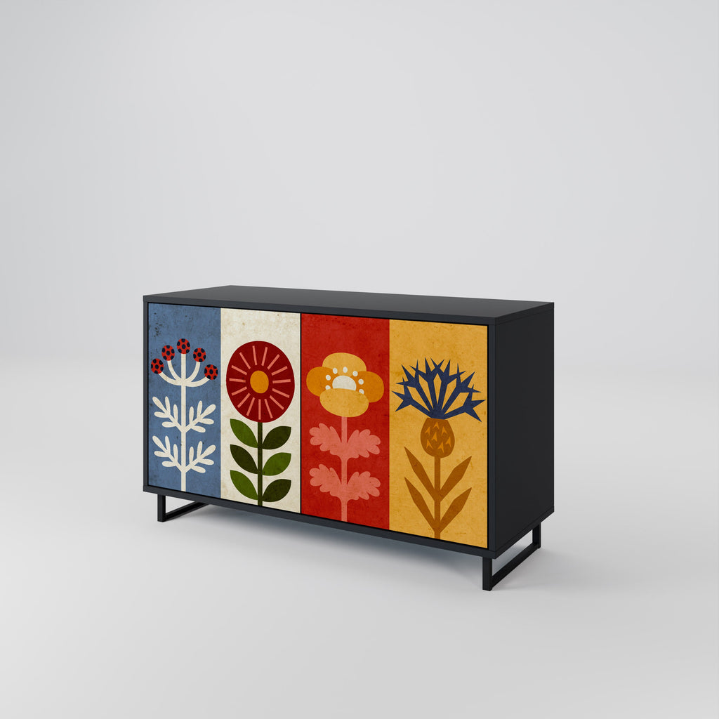 Buffet 2 portes SCANDIC FLOWERET finition noire