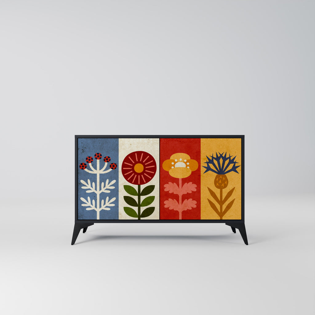 Buffet 2 portes SCANDIC FLOWERET finition noire