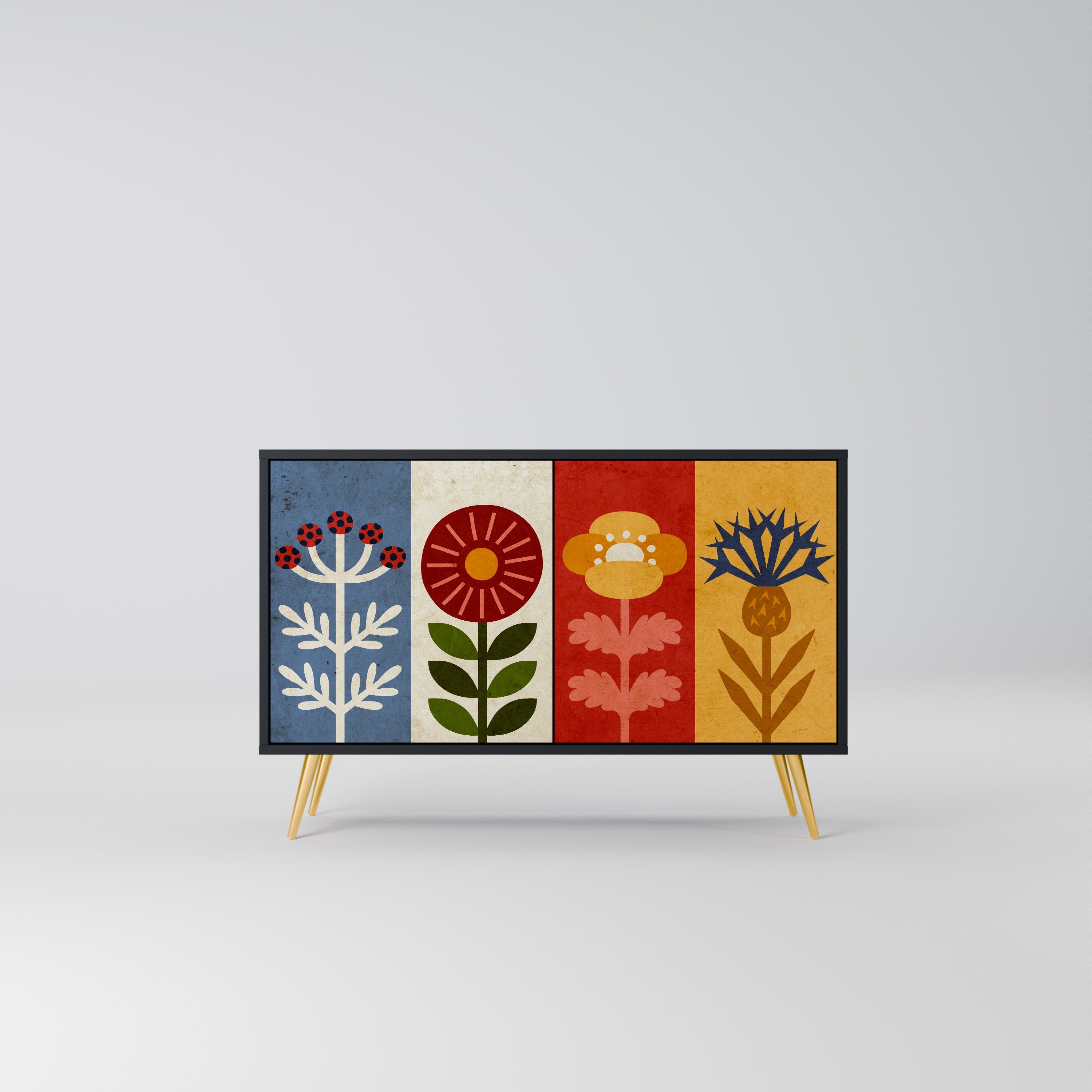 Buffet 2 portes SCANDIC FLOWERET finition noire