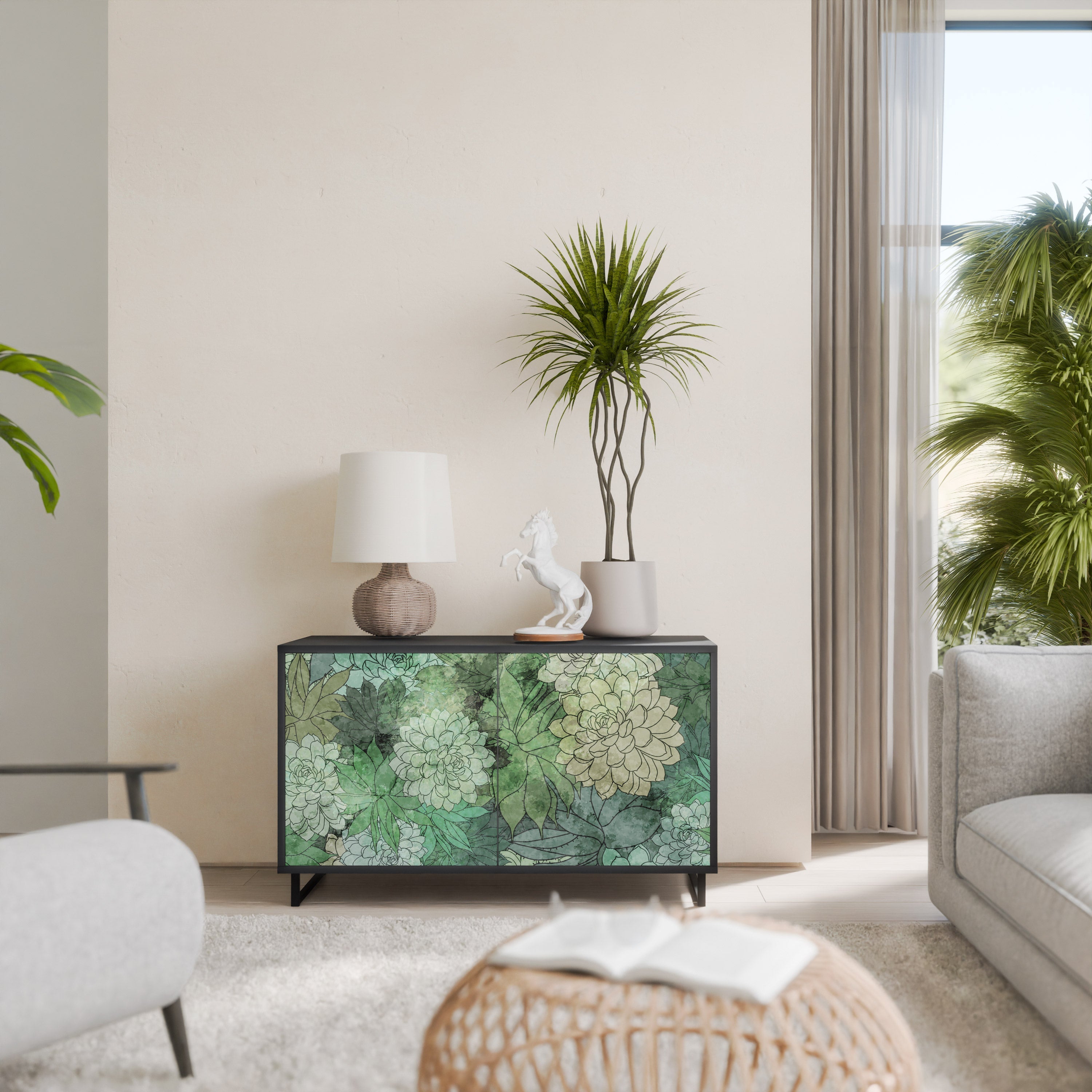 Buffet 2 portes SUCCULENT CLUSTER en finition noire