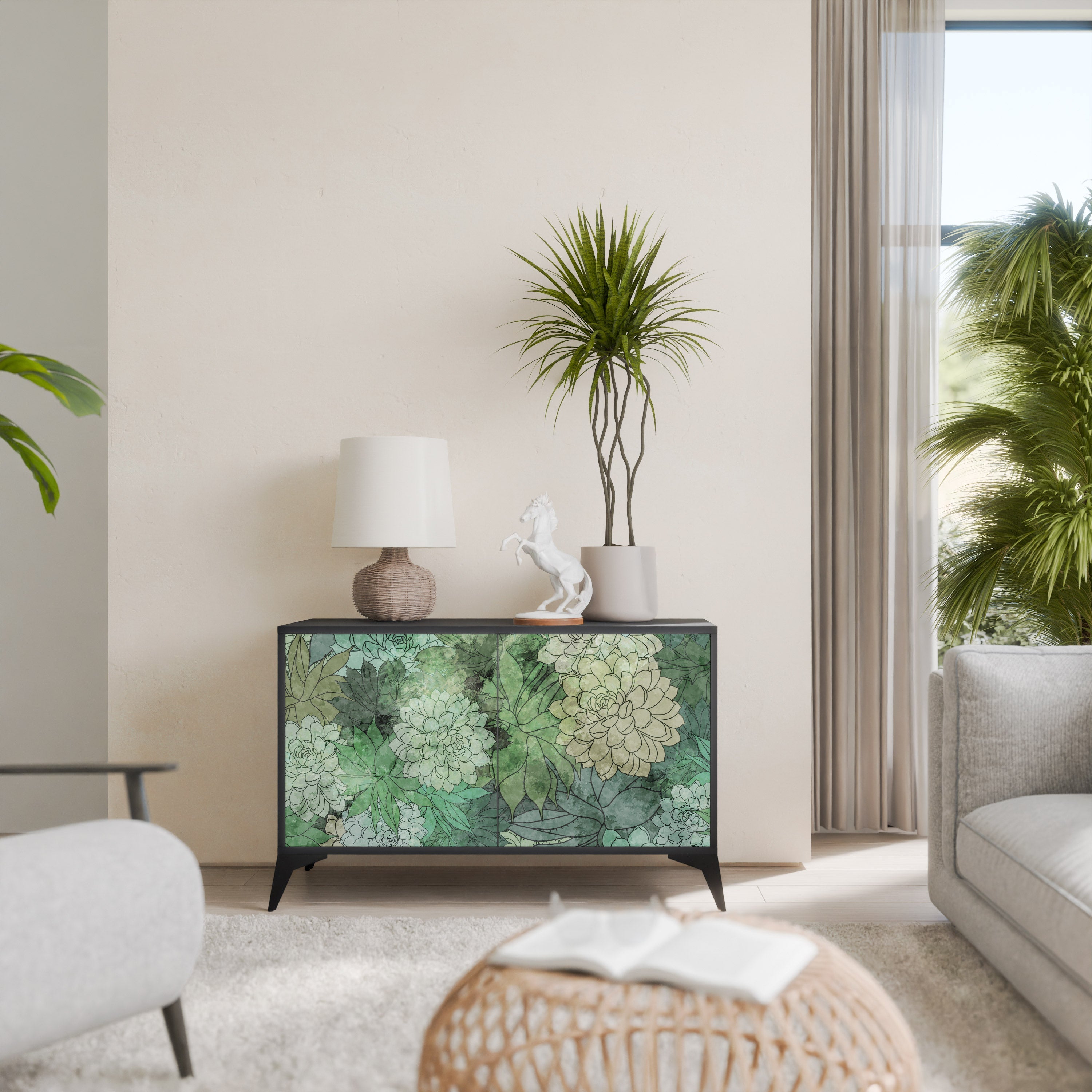 Buffet 2 portes SUCCULENT CLUSTER en finition noire