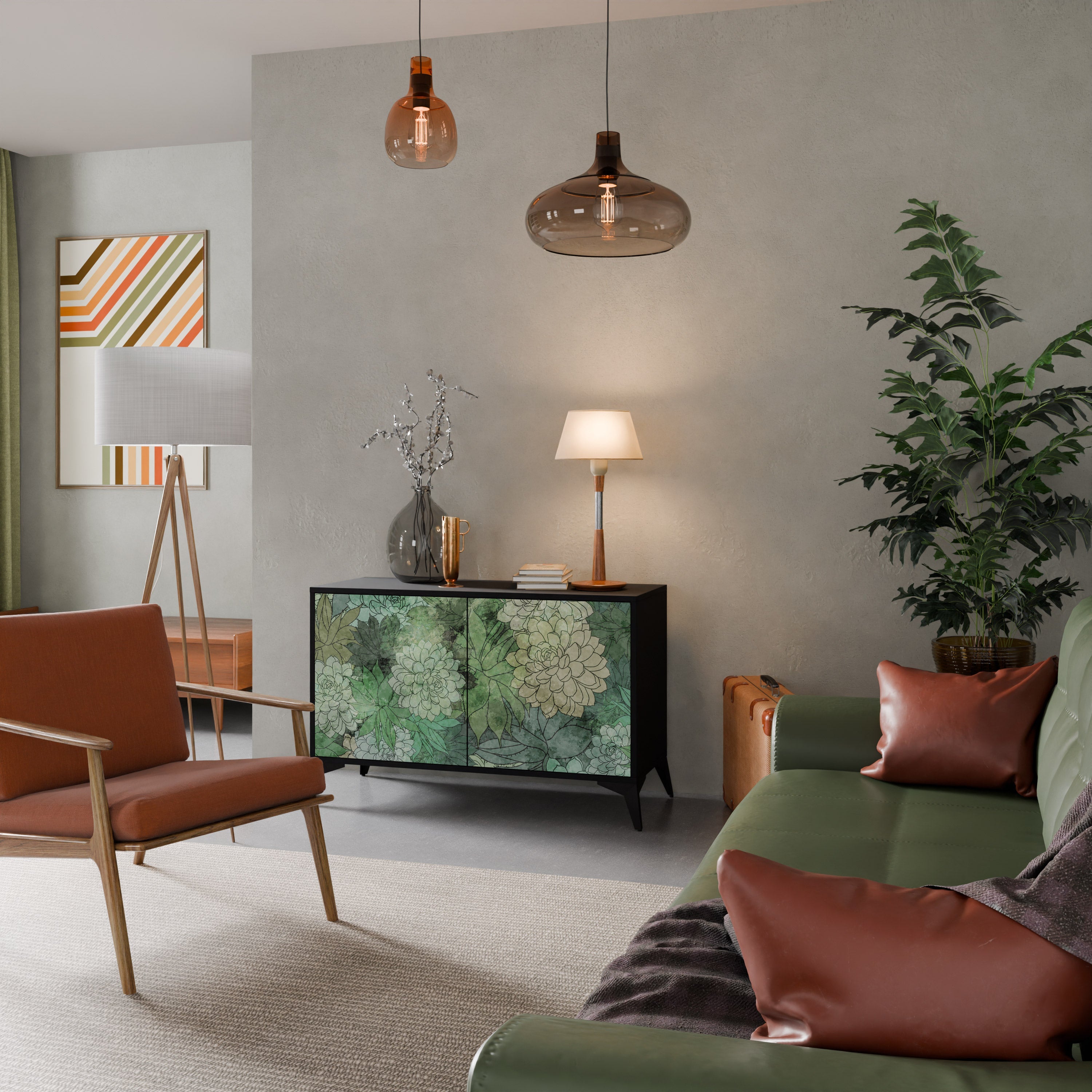 Buffet 2 portes SUCCULENT CLUSTER en finition noire