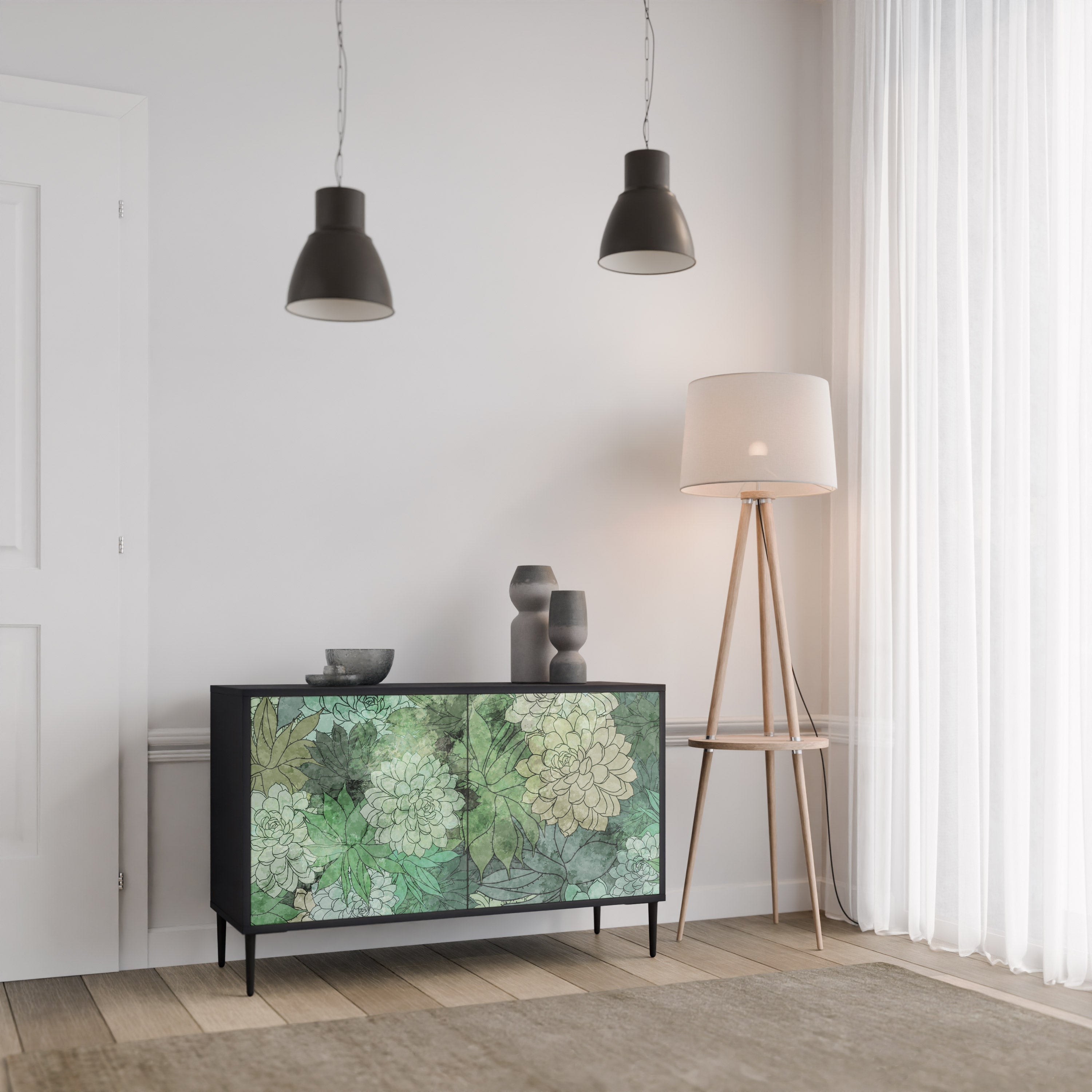 Buffet 2 portes SUCCULENT CLUSTER en finition noire