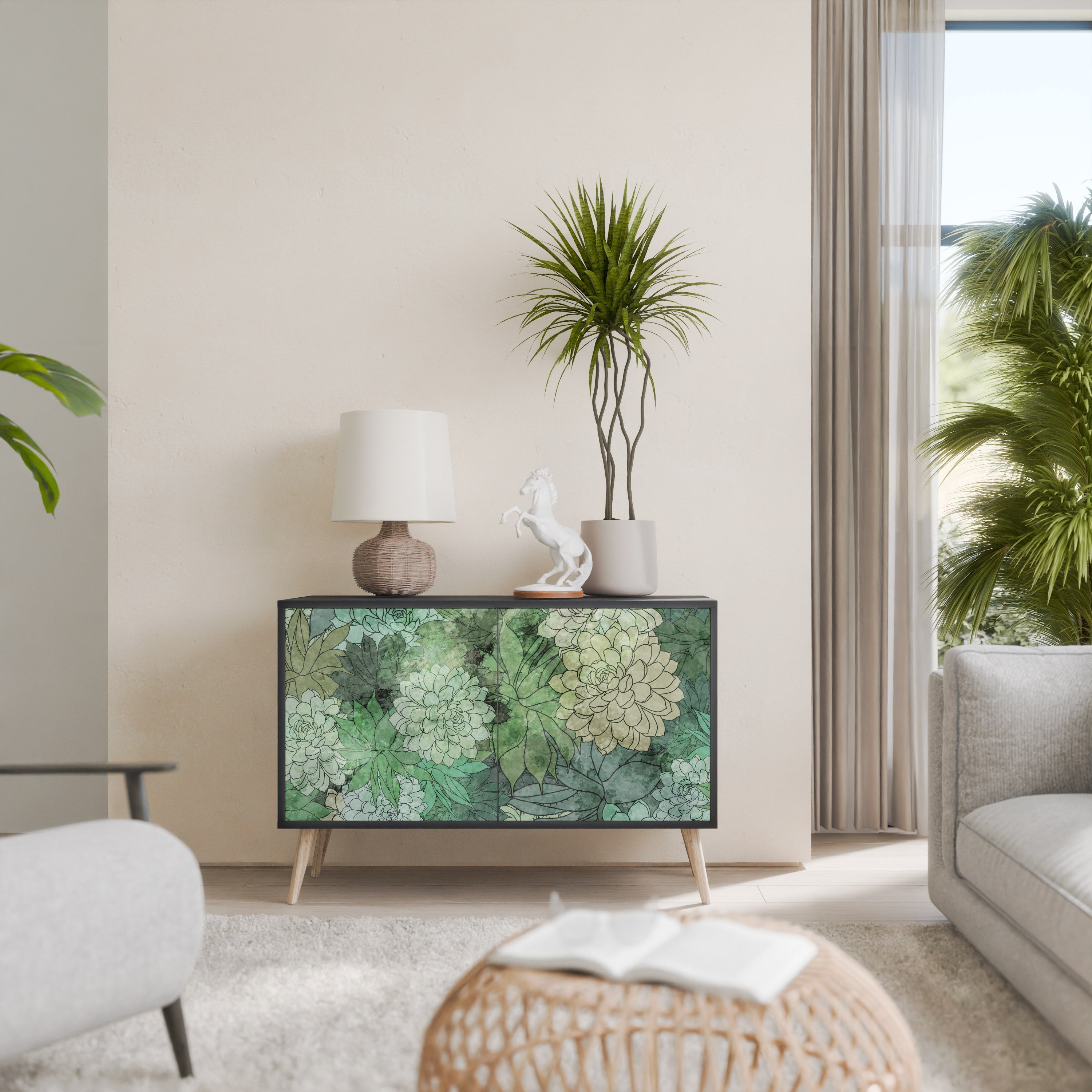 Buffet 2 portes SUCCULENT CLUSTER en finition noire