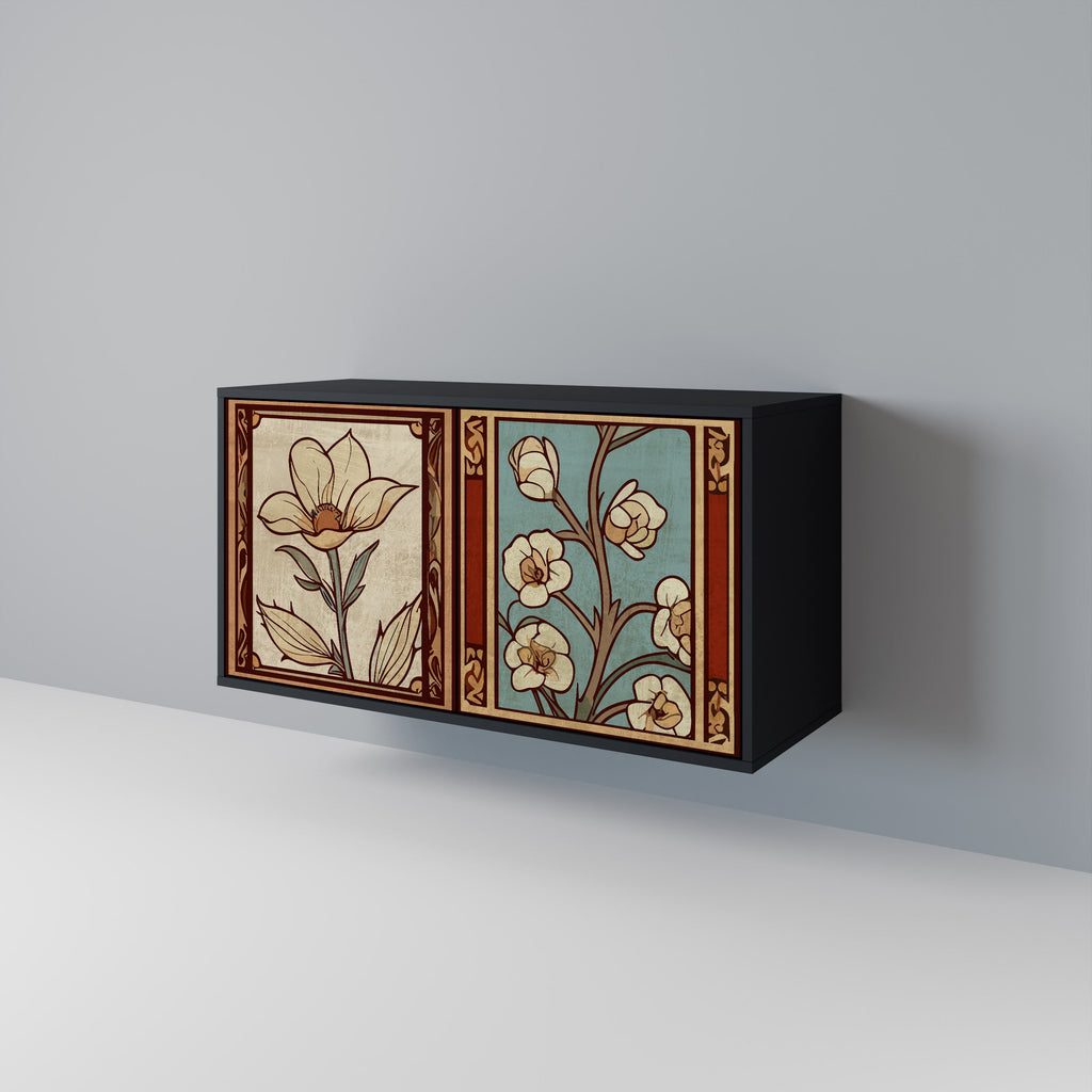 Buffet 2 portes TIMELESS FLORA finition noire