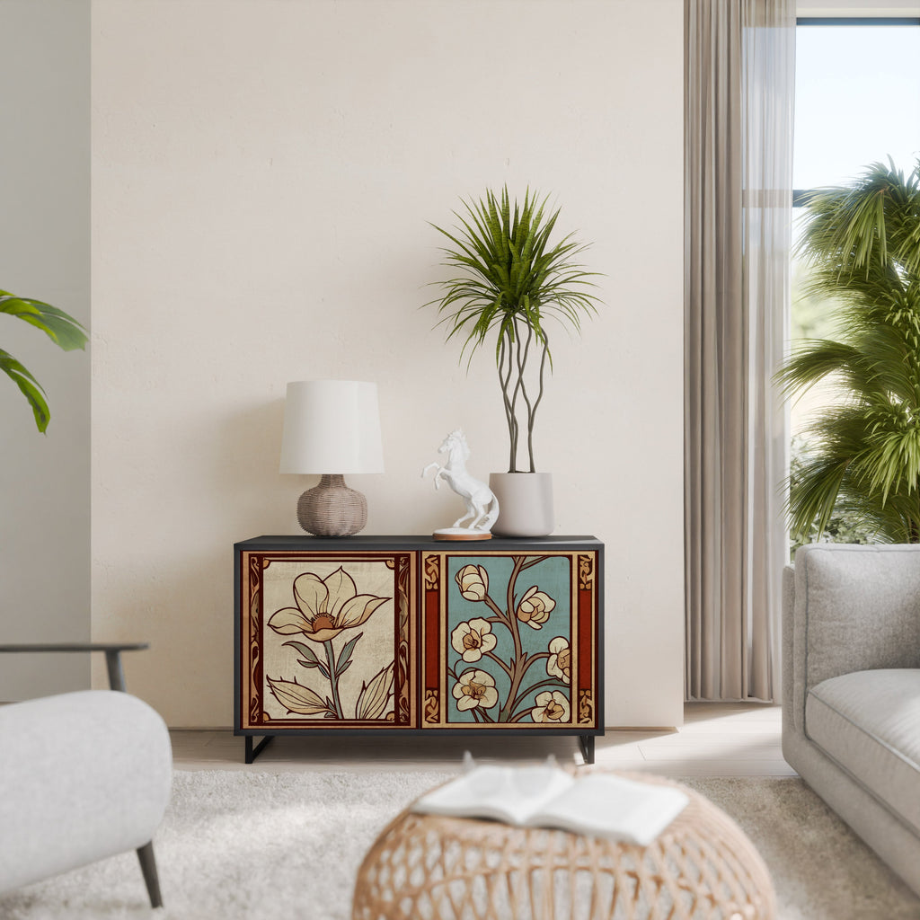 Buffet 2 portes TIMELESS FLORA finition noire