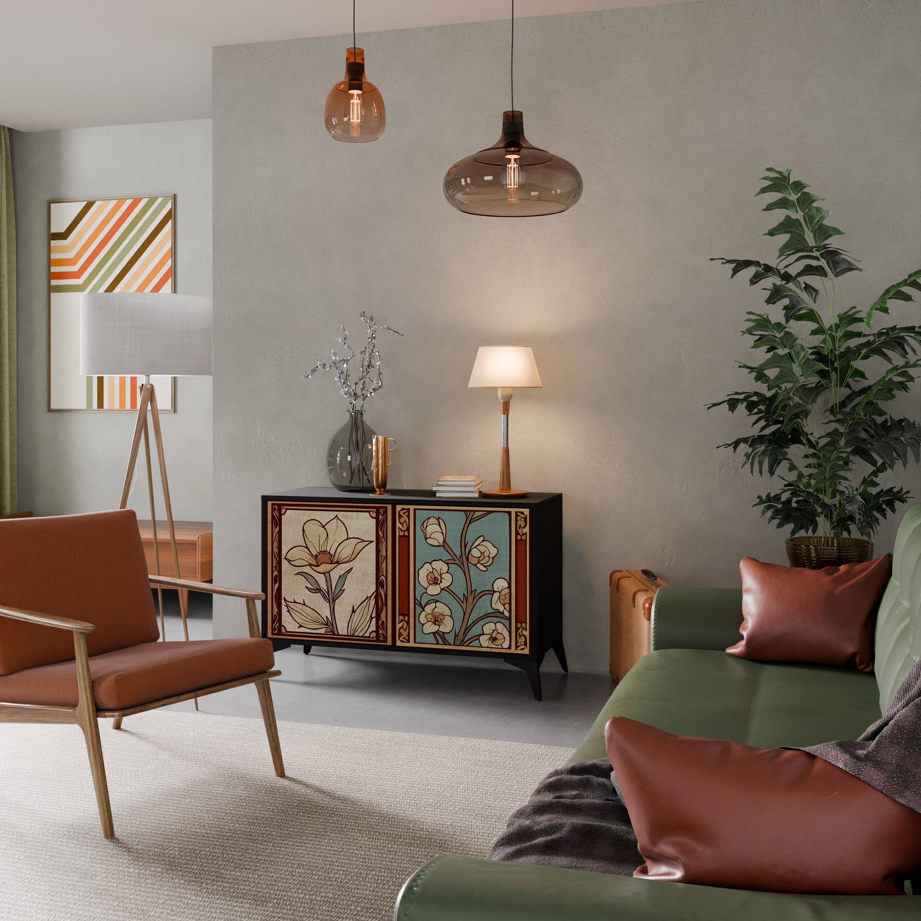 Buffet 2 portes TIMELESS FLORA finition noire