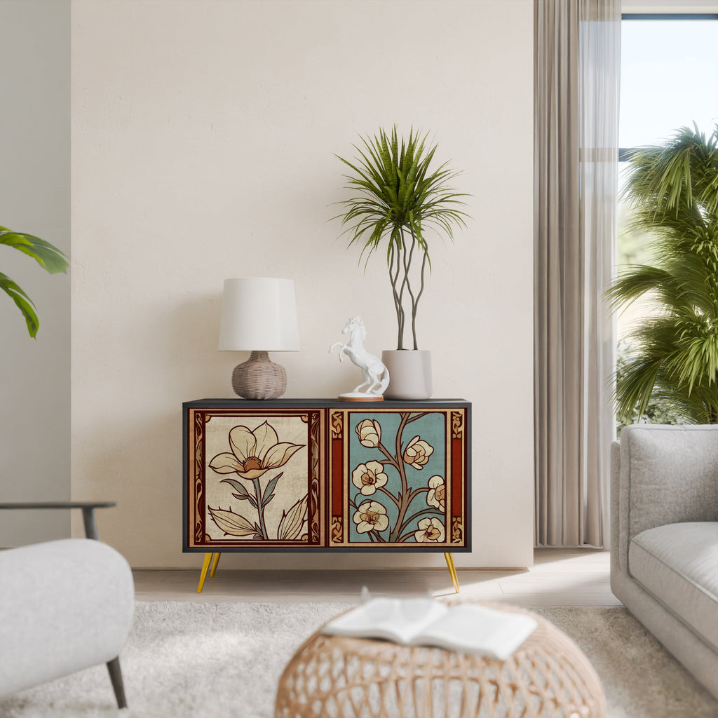 Buffet 2 portes TIMELESS FLORA finition noire