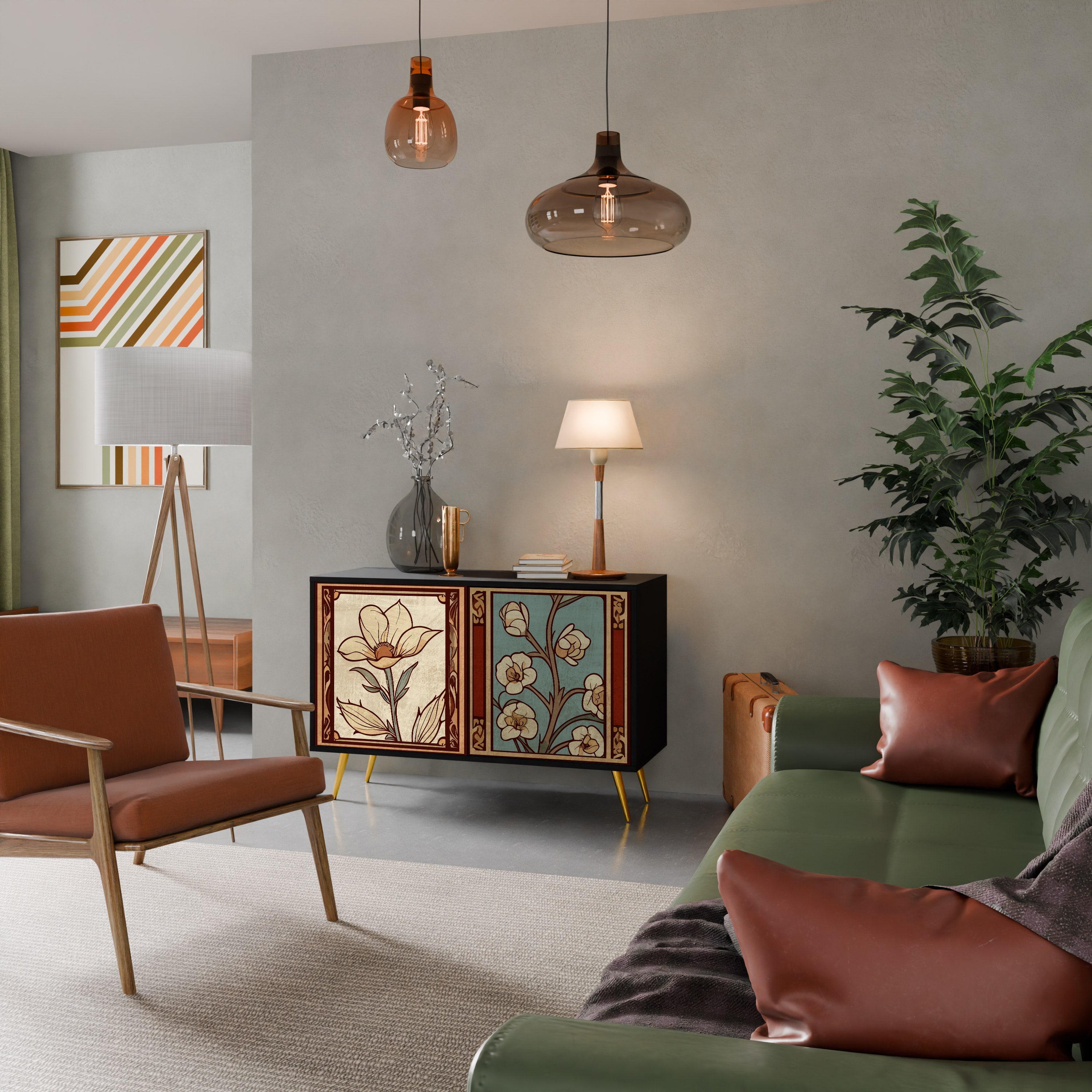 Buffet 2 portes TIMELESS FLORA finition noire