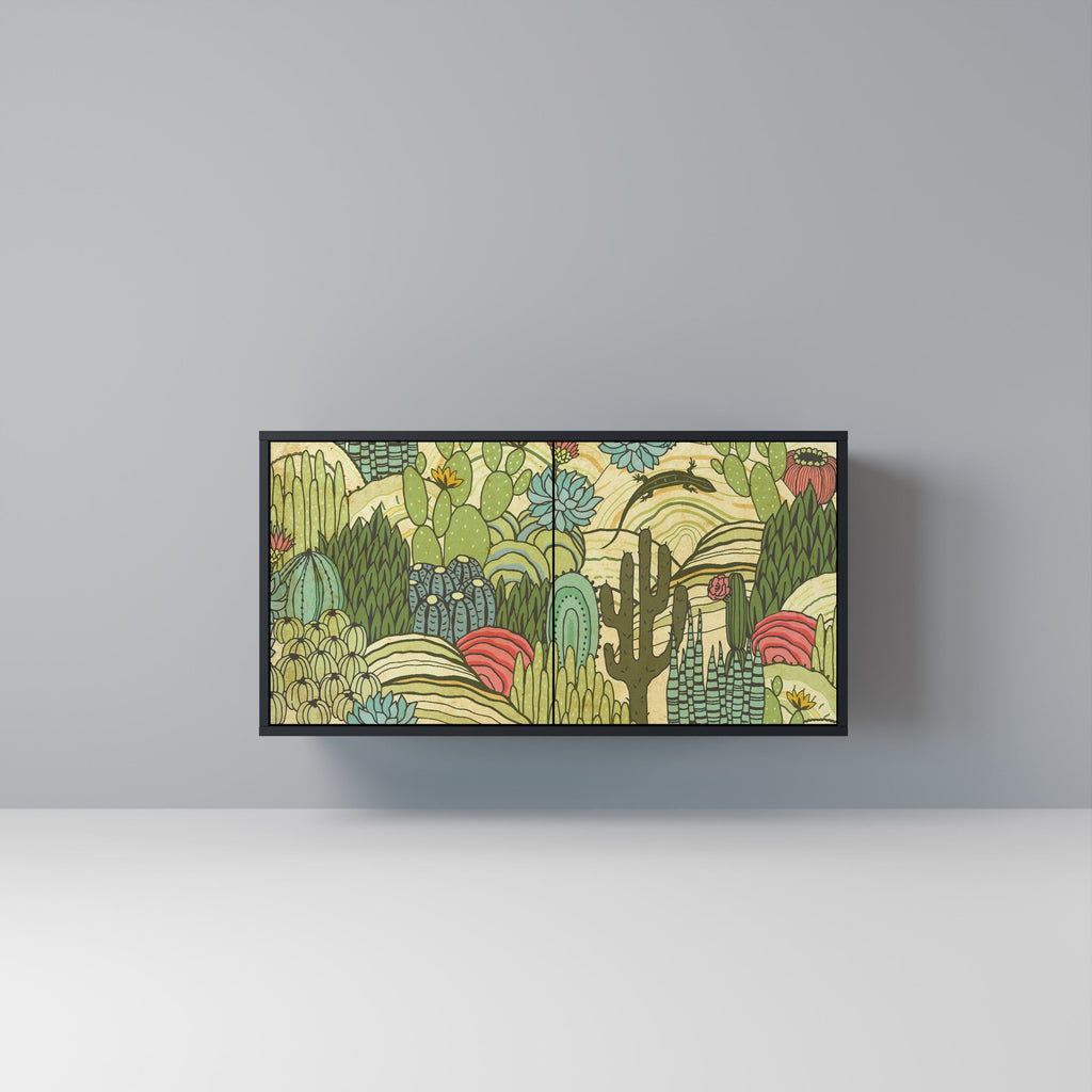 Buffet 2 portes SUCCULENTS KALEIDOSCOPE en finition noire