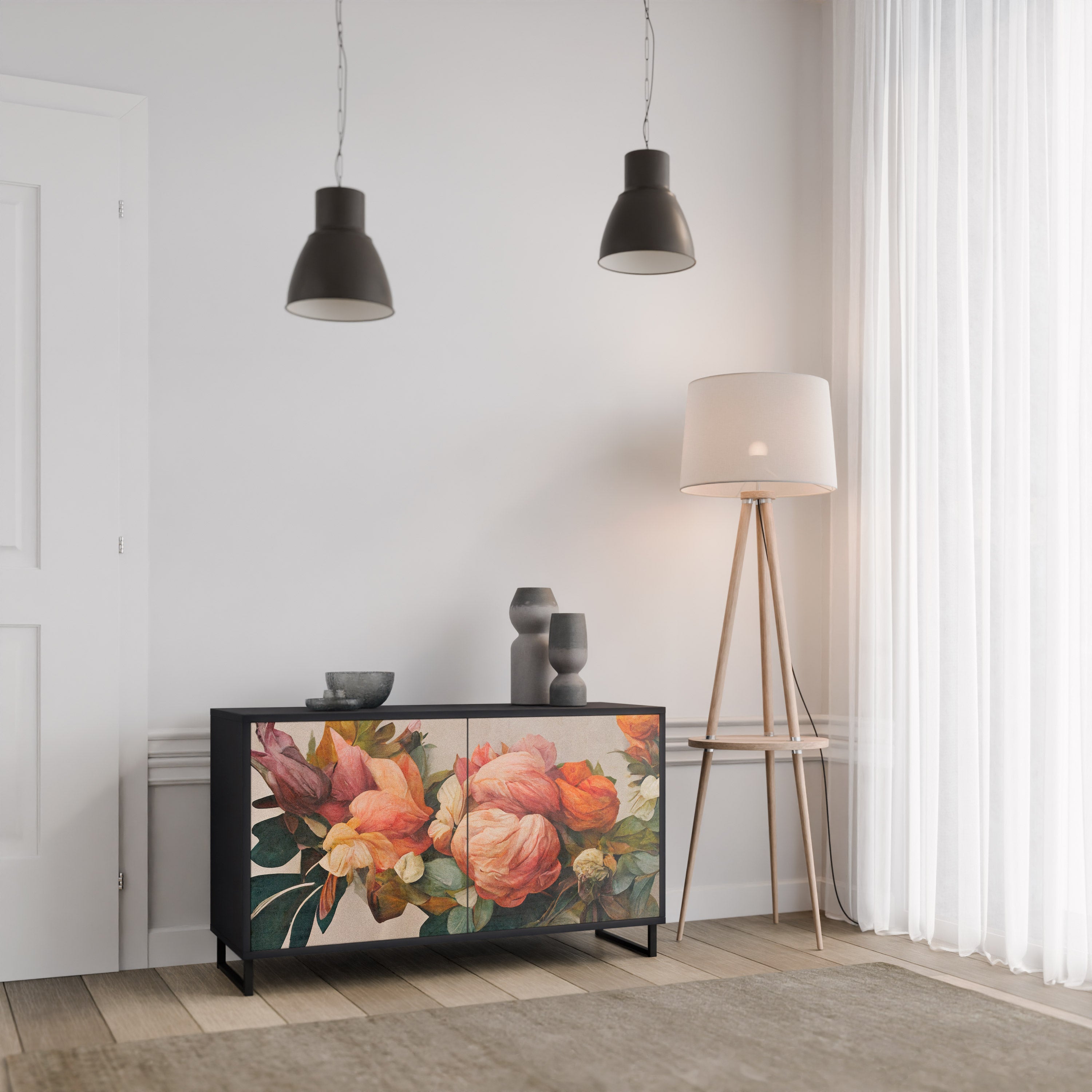 Buffet 2 portes STYLISH BEAUTY en finition noire