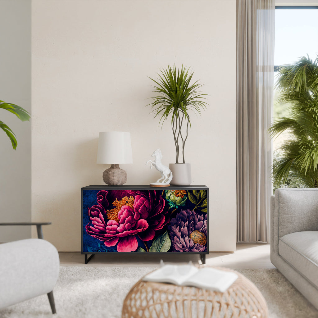 Buffet 2 portes BLOOMING ELEGANCE finition noire