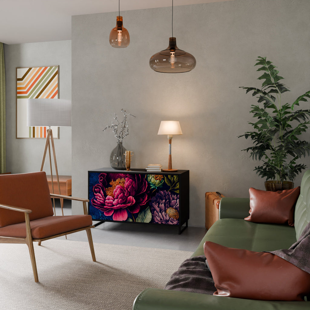 Buffet 2 portes BLOOMING ELEGANCE finition noire