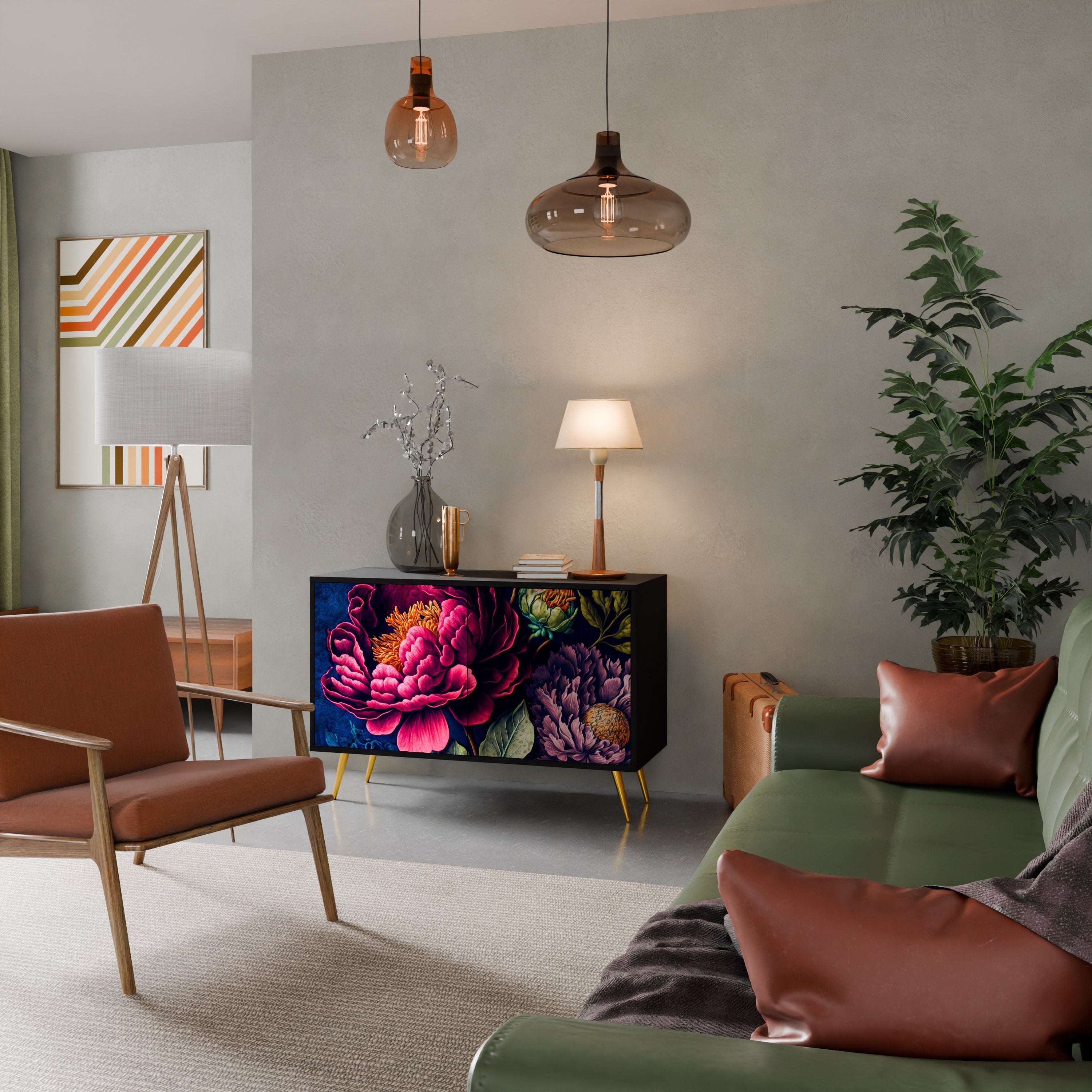 Buffet 2 portes BLOOMING ELEGANCE finition noire