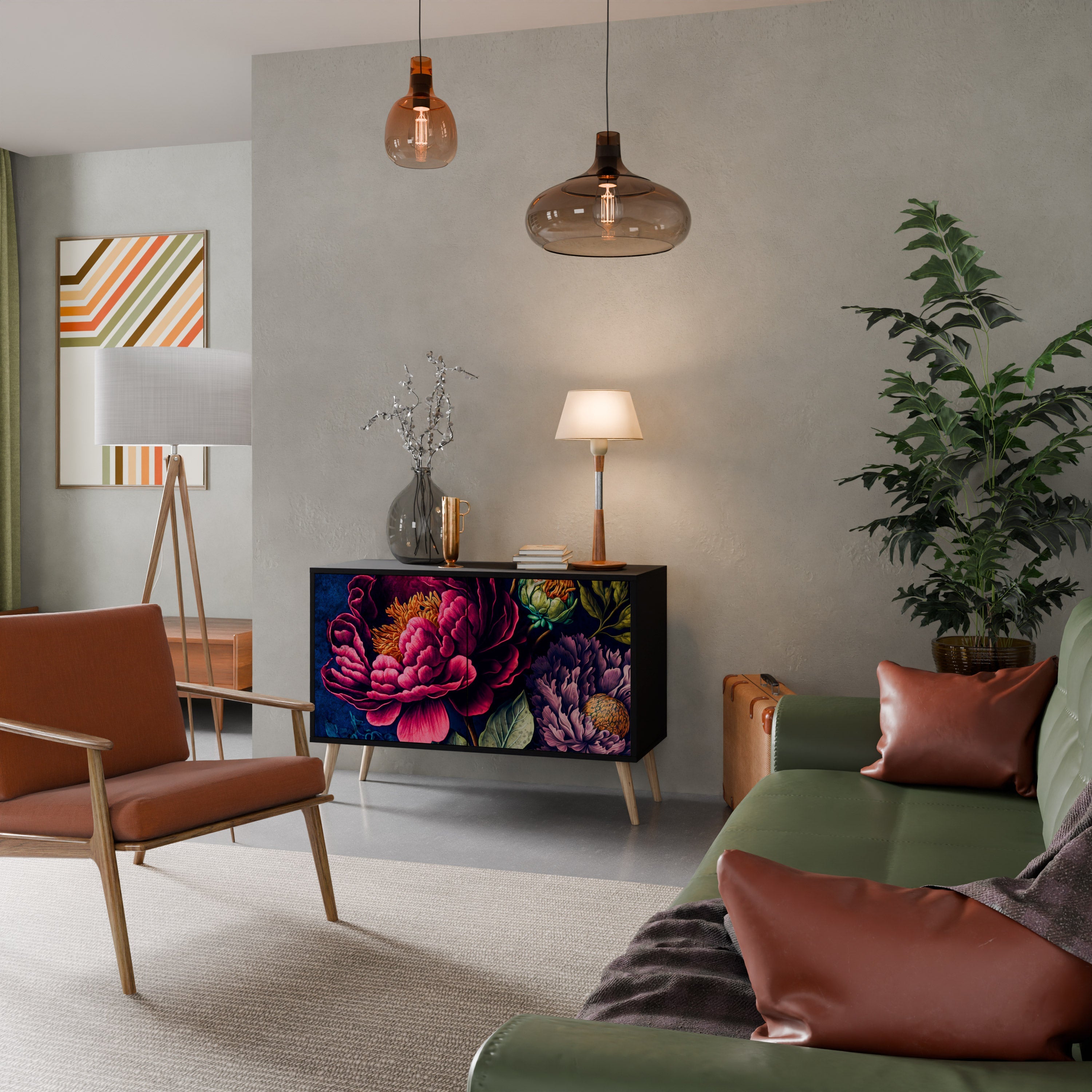 Buffet 2 portes BLOOMING ELEGANCE finition noire