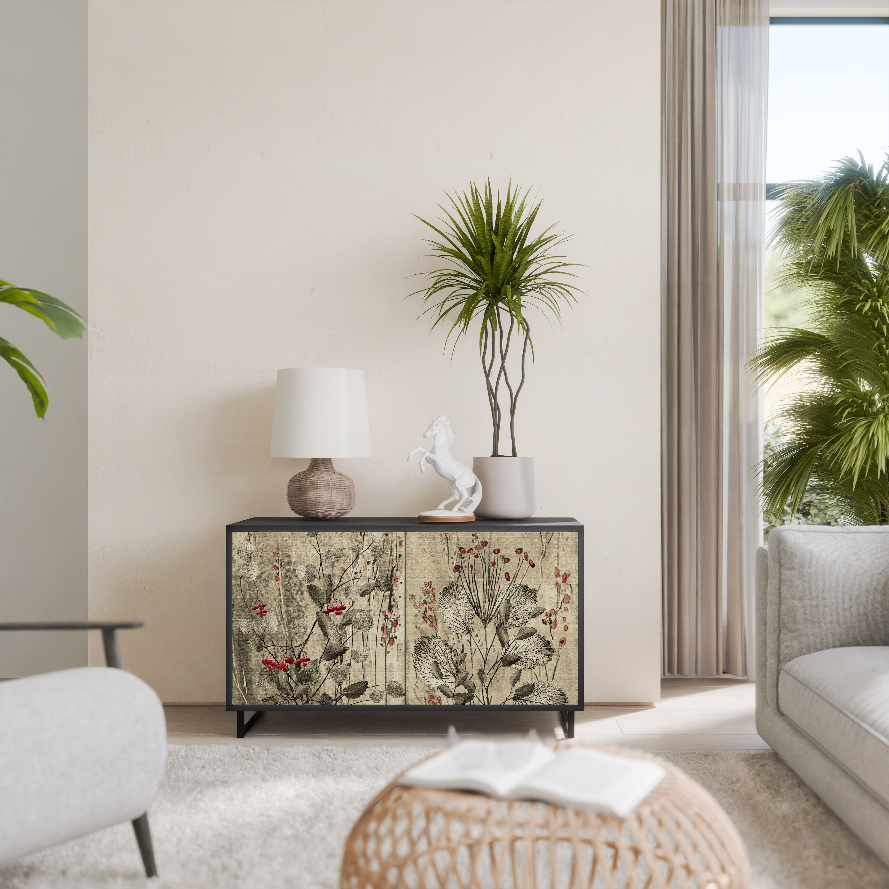 Buffet 2 portes HERBAL GRACE finition noire