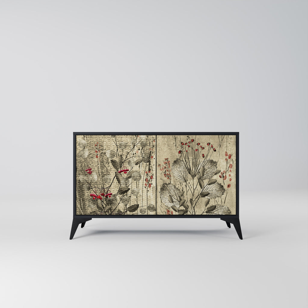 Buffet 2 portes HERBAL GRACE finition noire